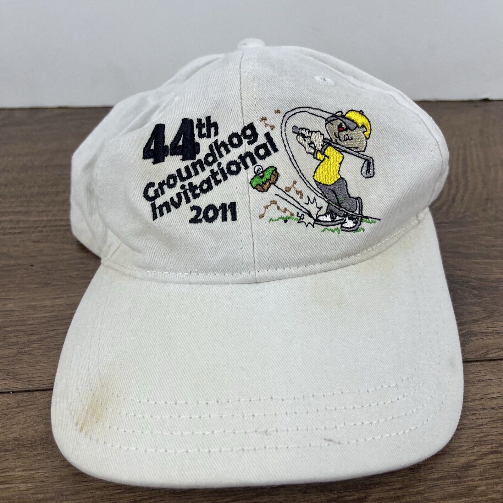 Other 44th Groundhog Invitational Adjustable Hat 2011 White Hat Ad Size ONE SIZE - 6 Thumbnail