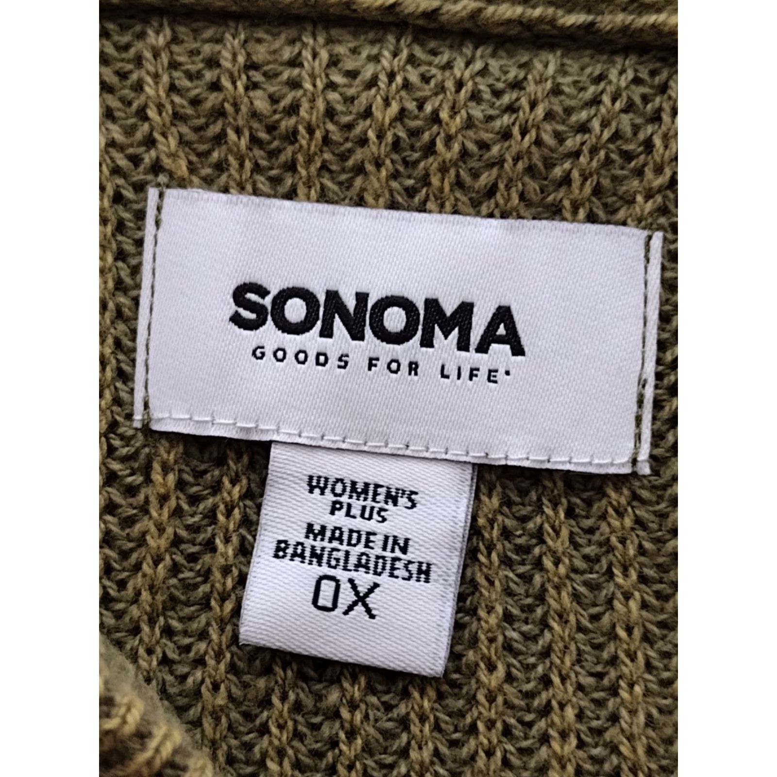Vintage SONOMA Women's Knit Hoodie Sweater 0X Green Pullover Dolman Long Sleeve V-Neck Buttons Modern Knit Size XL / US 12-14 / IT 48-50 - 6 Thumbnail