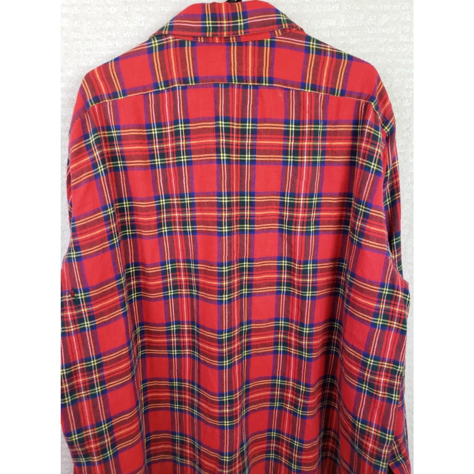 Vintage LL Bean Flannel Shirt Mens XLT Tall Red Tartan Plaid Long Sleeve Button Up Size US XL / EU 56 / 4 - 7 Thumbnail