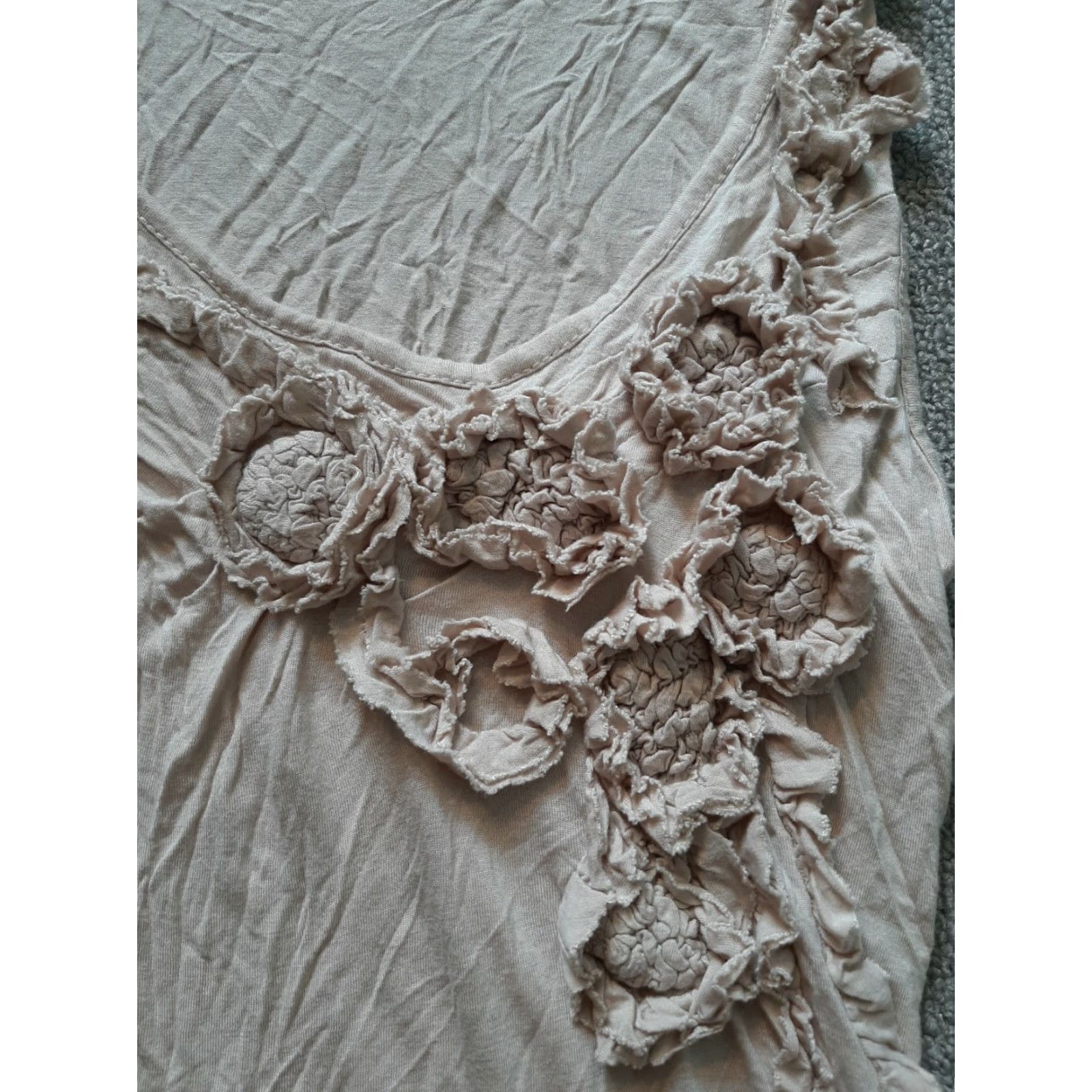 Vintage August Silk Sleeveless Floral Shirt Womens Top S Small Beige Pajama Top Size S / US 4 / IT 40 - 2 Thumbnail