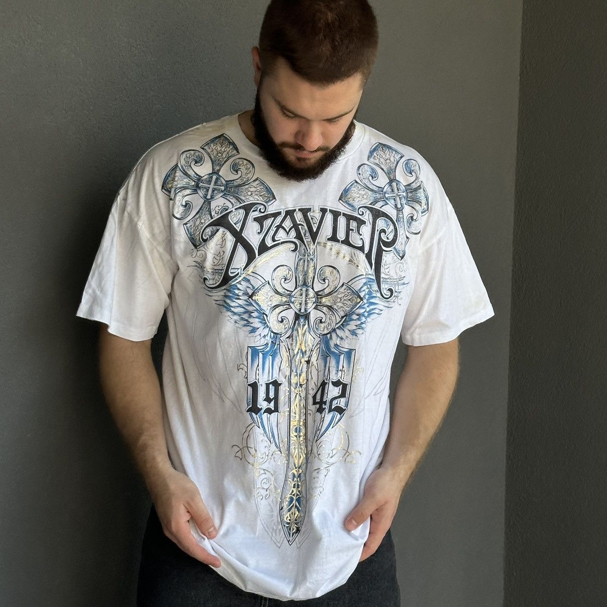 Japanese Brand × Vintage Vintage AXR Xzavier T-shirts Big Logo Band Affliction Y2K Size US XXL / EU 58 / 5 - 3 Thumbnail