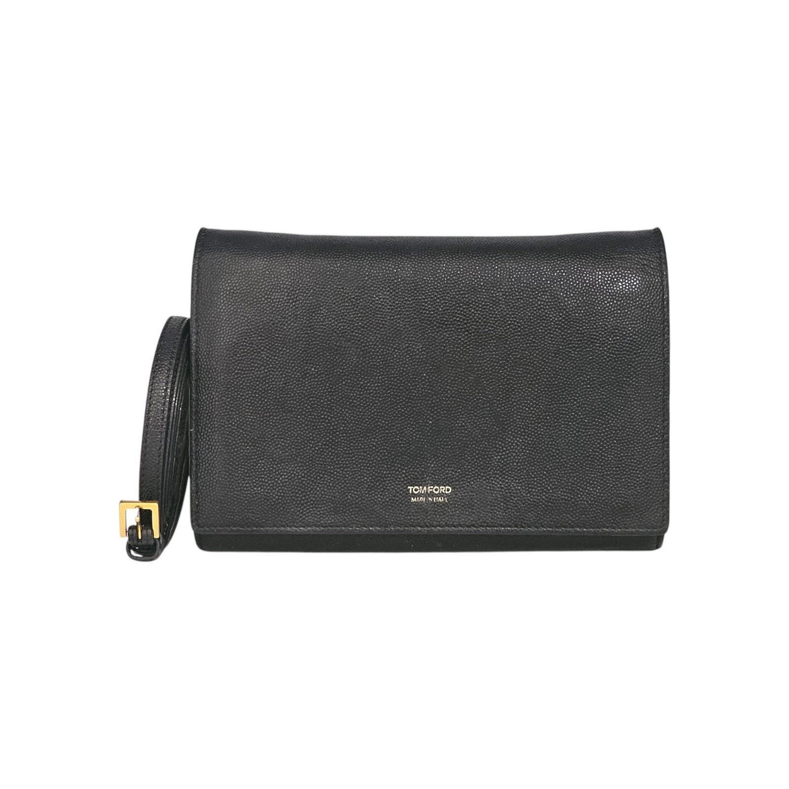 Tom Ford Aube Black Leather Crossbody Clutch Wallet Bag Black - $1800 Size ONE SIZE - 1 Thumbnail