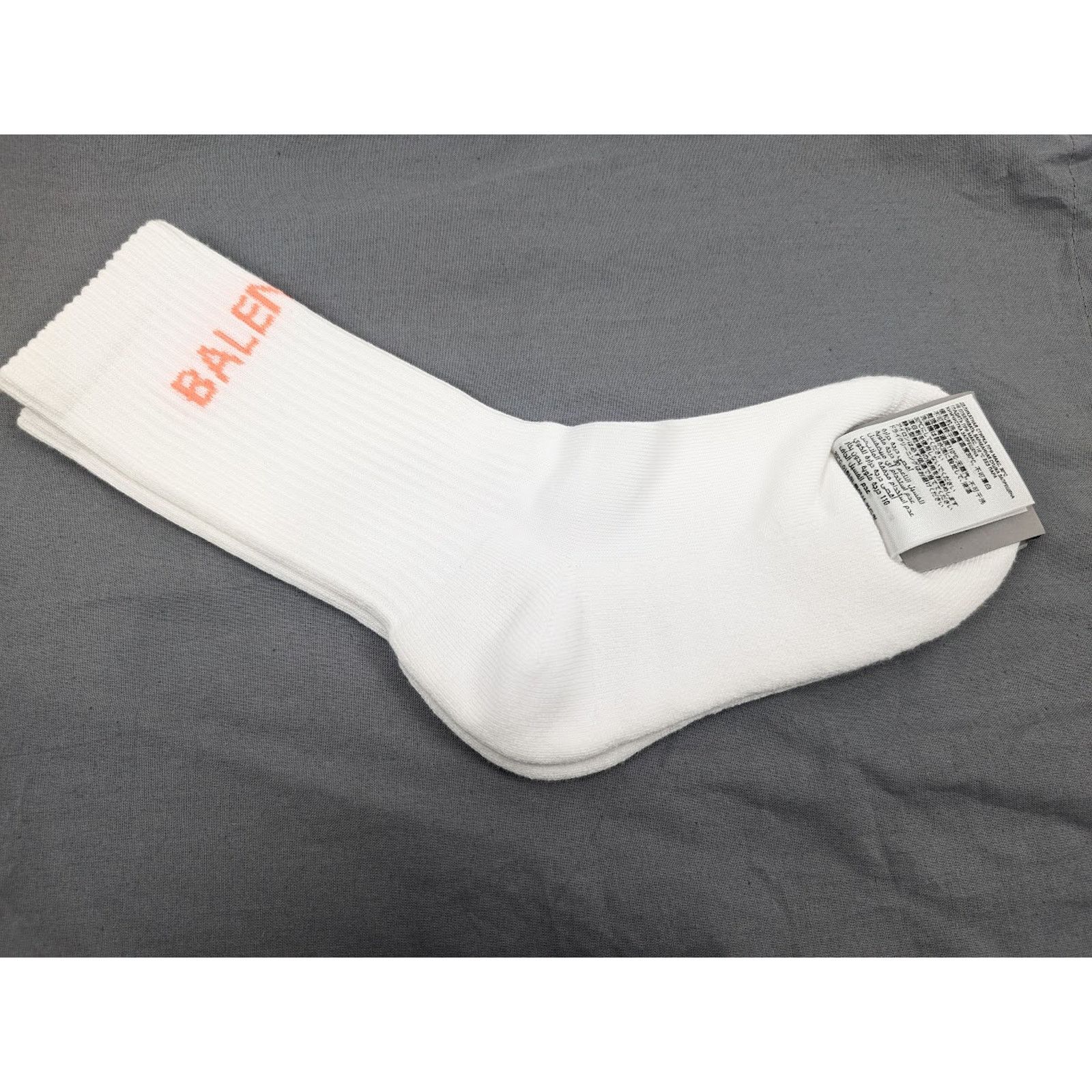 Balenciaga o1rshd1 Size: S / Tennis Cotton Socks in White/Orange Size ONE SIZE - 2 Thumbnail