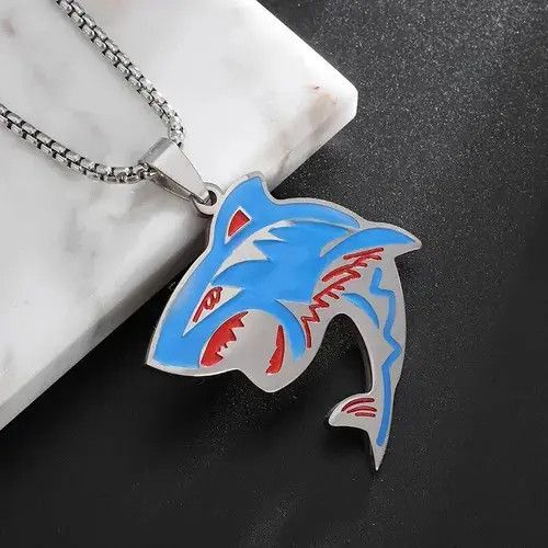 Jewelry Gothic Blue Shark Necklace Size ONE SIZE - 2 Thumbnail