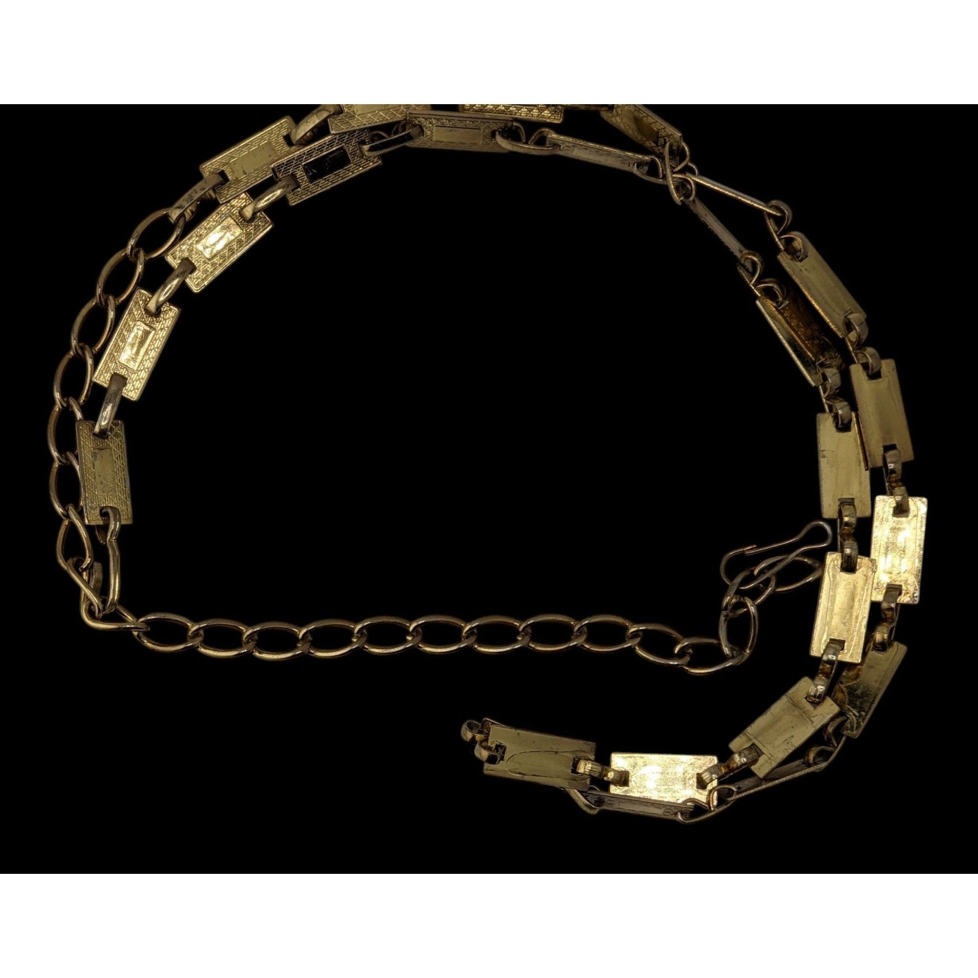 Other Vintage Glam Engraved Rectangle Link Gold-Tone Necklace/Belt Size ONE SIZE - 3 Thumbnail