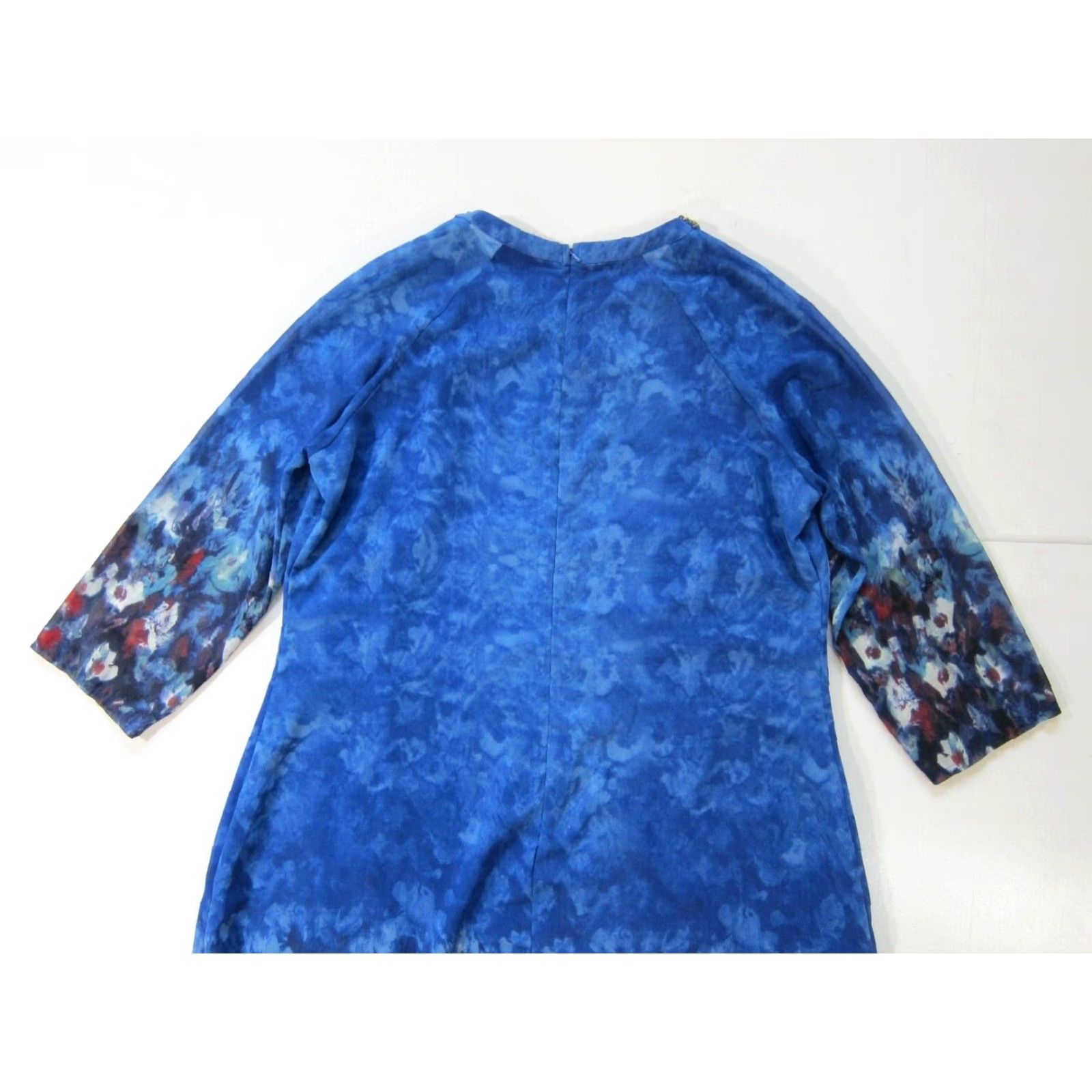 Vintage Little Mistress Kaftan Shift Dress 16 Women Blue Red Floral Beaded Diamond Neck 3/4 Sleeve Midi Dress Size XXL / US 16-18 / IT 52-54 - 6 Thumbnail