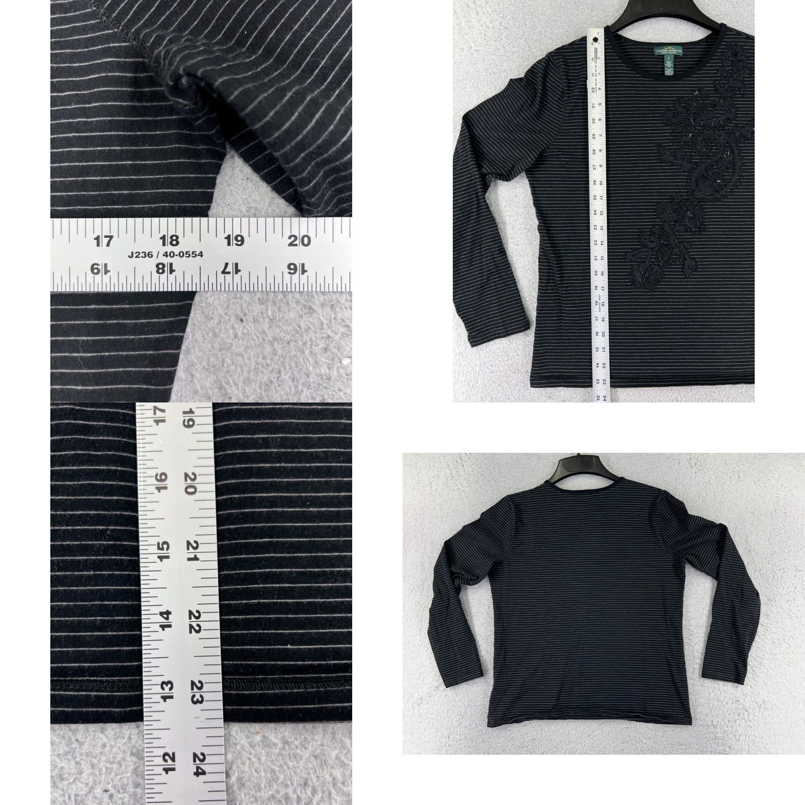 Ralph Lauren VINTAGE Lauren Ralph Lauren Shirt Womens Large Black Stripe Embroidered Paisley Cotton Size L / US 10 / IT 46 - 8 Thumbnail