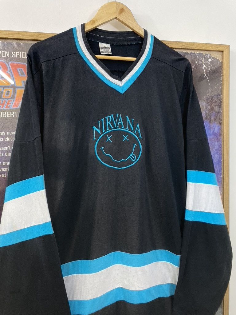 Nirvana 90s Nirvana Smiley Face Hockey Style Band Promo Long Sleeve Size US XL / EU 56 / 4 - 5 Thumbnail