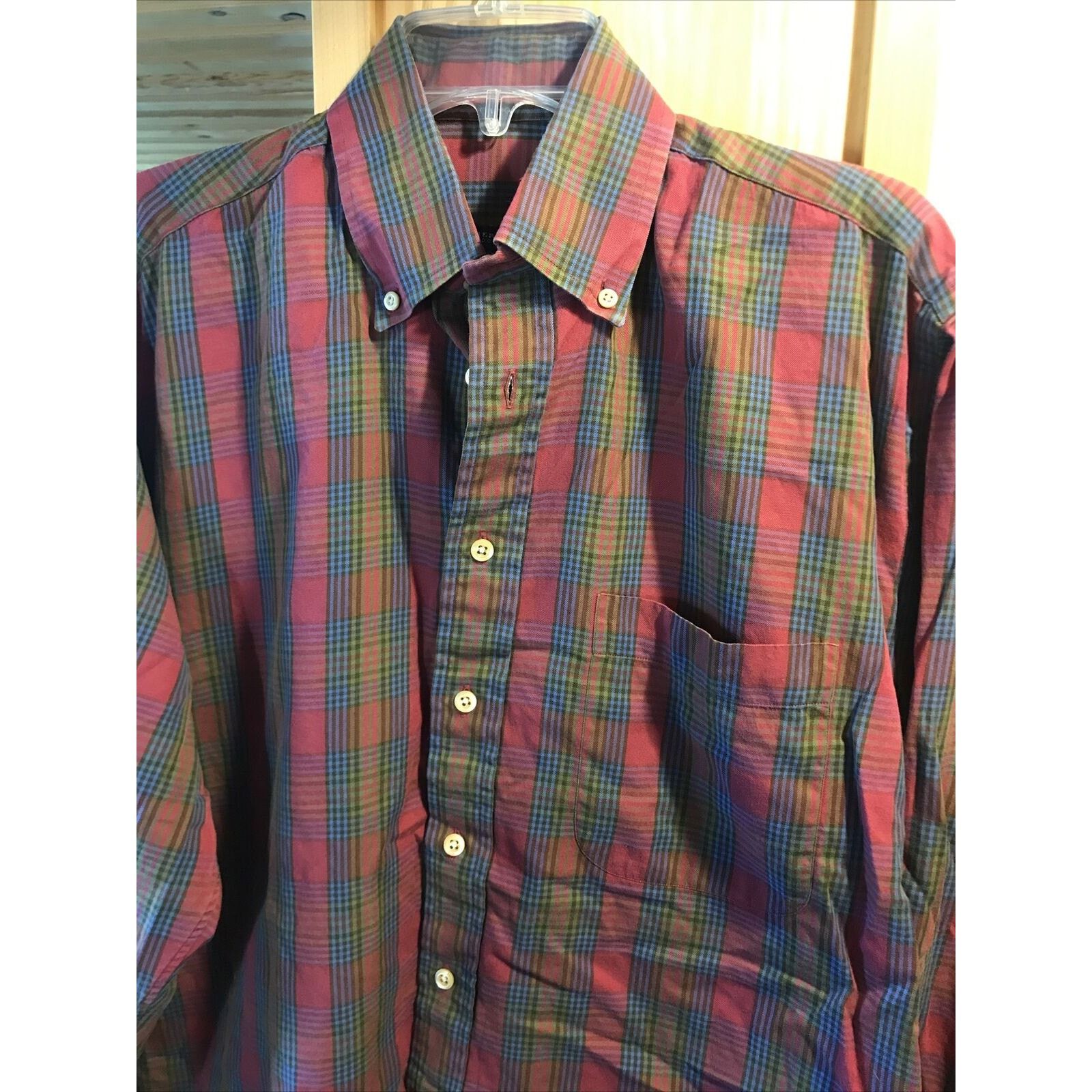 Burberry Burberry London Men’s M Red Plaid Long Sleeve Cotton Shirt Size US M / EU 48-50 / 2 - 6 Thumbnail