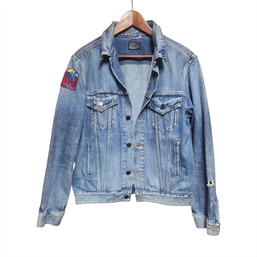 Saint Laurent Paris 2015 Hedi Slimane Palm Tree Patch Denim Jacket Size US L / EU 52-54 / 3 - 2 Thumbnail