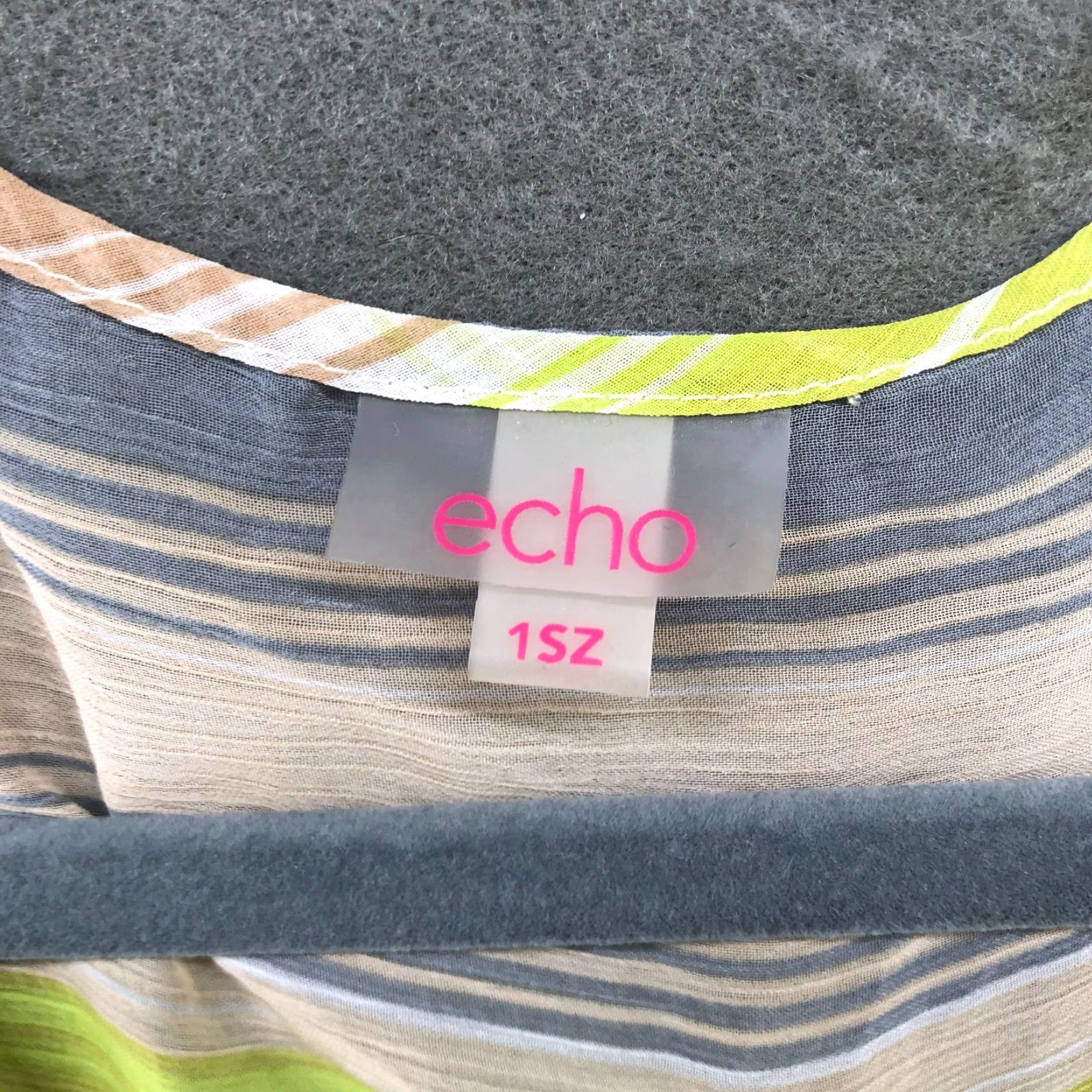 Vintage VINTAGE Echo Chiffon Poncho Kaftan Top Womens OS Yellow Striped Beachy Boho Tunic Size ONE SIZE - 6 Thumbnail