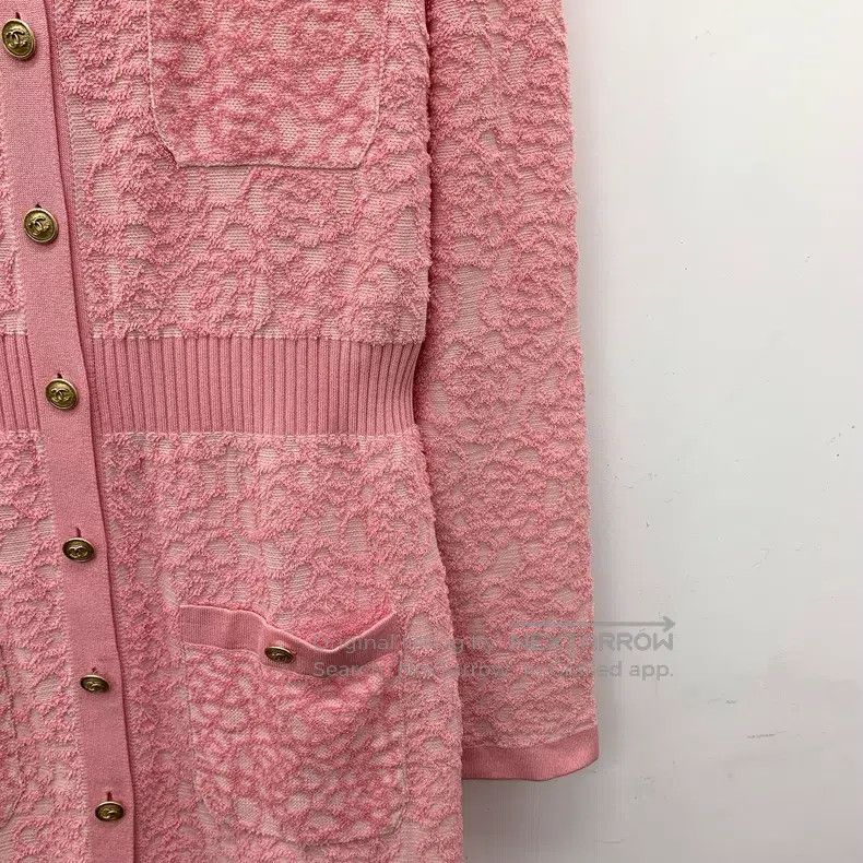 Chanel Chanel Pink camelia cotton round-neck single-breasted long Size XS / US 0-2 / IT 36-38 - 4 Thumbnail