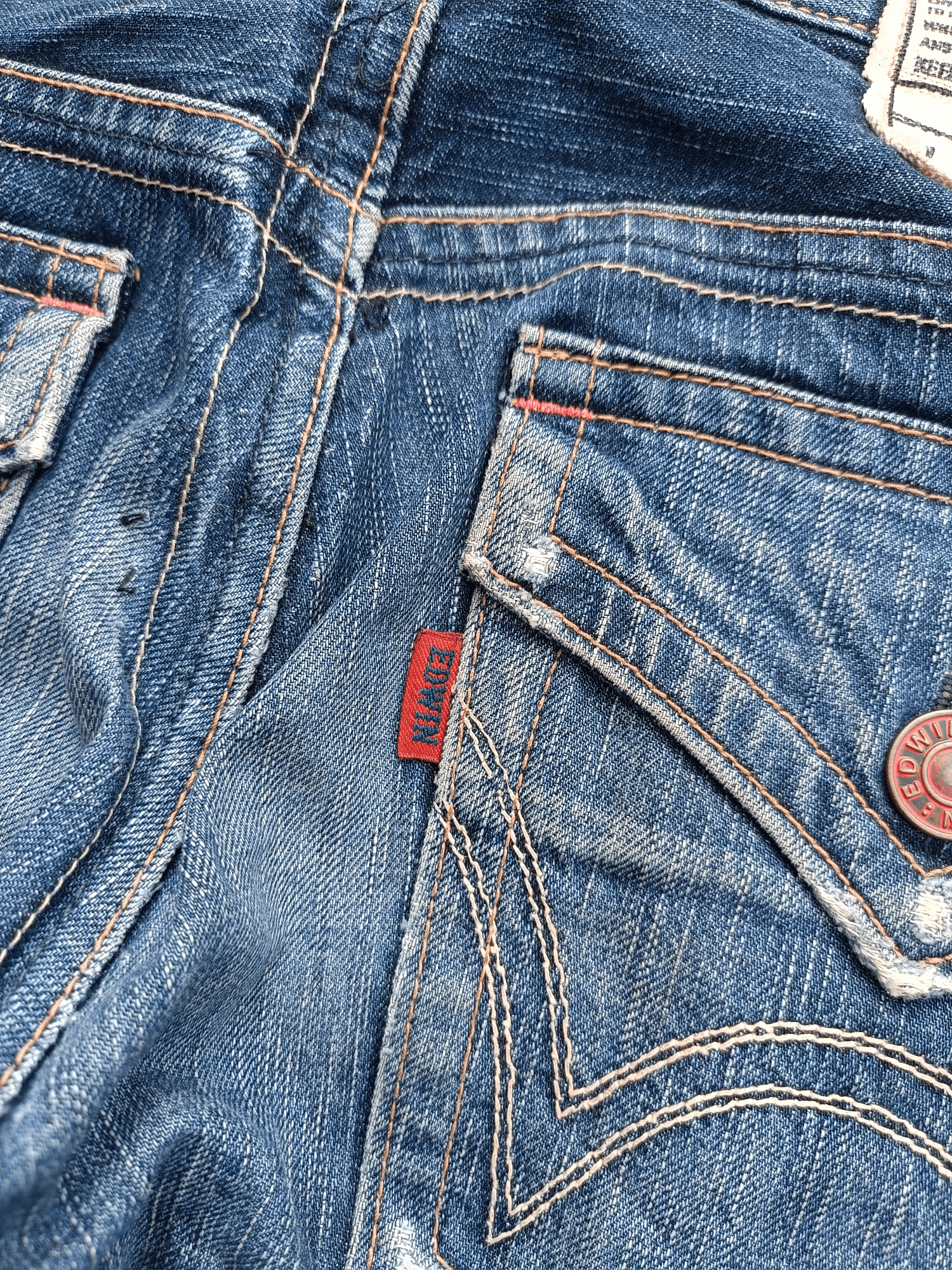 Edwin FLARED 90s Edwin 503 Flare BlueTrip Whiskers Faded Jeans Size US 32 / EU 48 - 19 Thumbnail