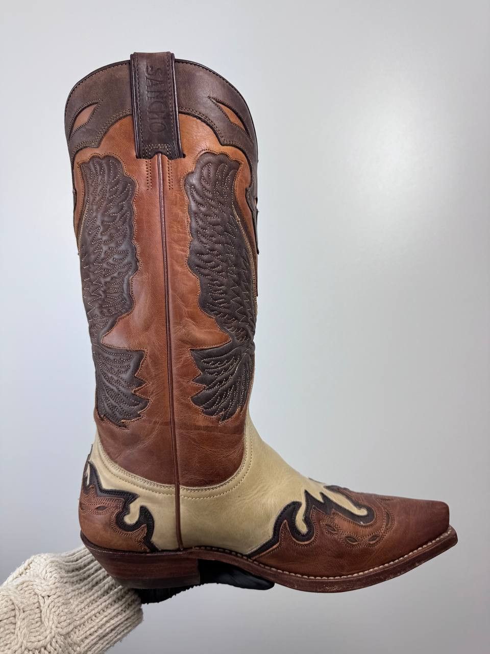 Sancho Boots Sancho Cowboy Boots Leather Western Brown Beige Mens Size 39 Size US 6 / EU 39 - 2 Thumbnail