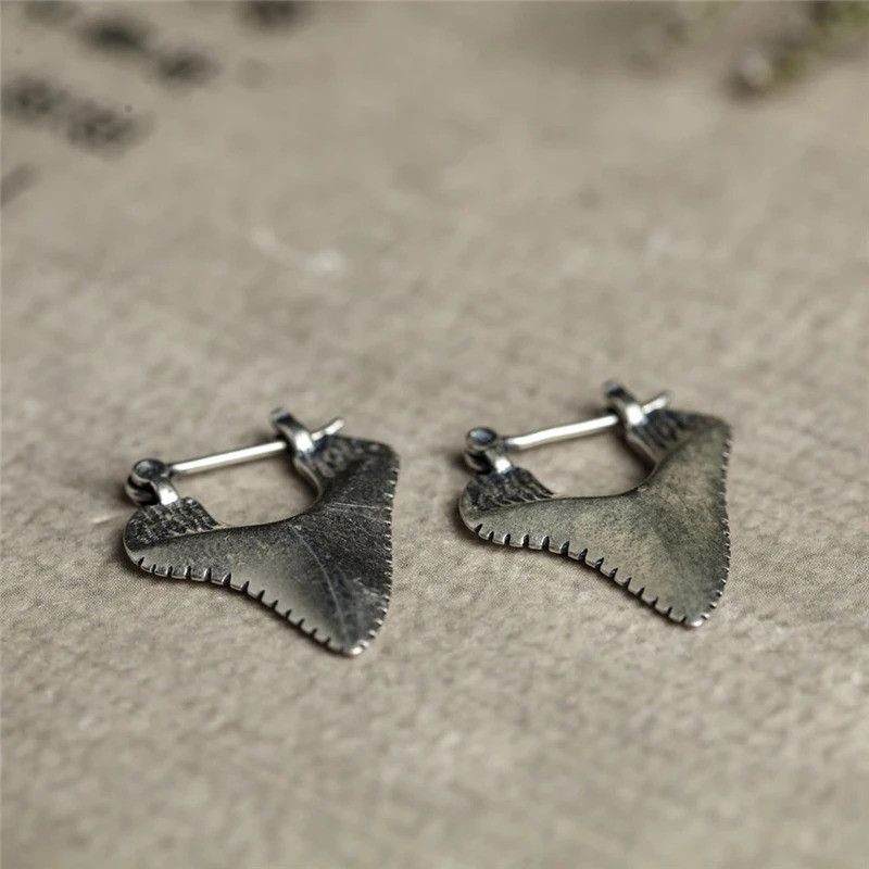 Jewelry Shark Teeth Stud Earrings 925 Sterling Ear Charm Gift Size ONE SIZE - 3 Thumbnail