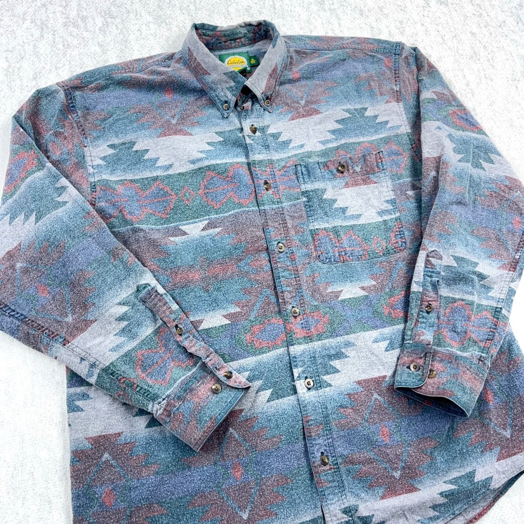 Vintage VINTAGE Cabela's Shirt Men XL Chamois Cloth Aztec Southwestern Button Up Faded Size US XL / EU 56 / 4 - 4 Thumbnail