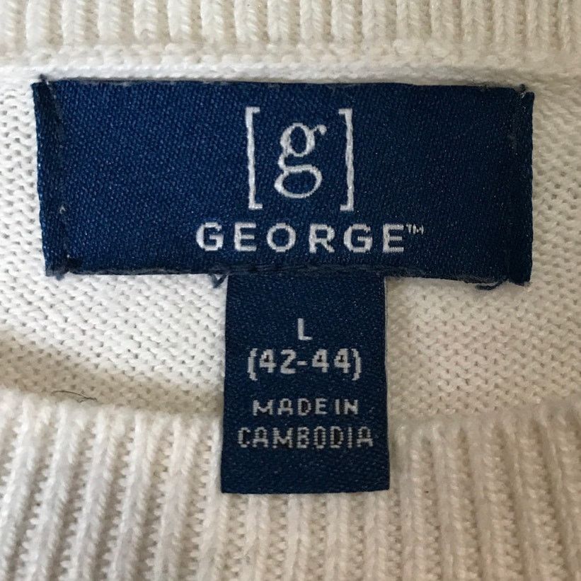 George George Gray Cream Striped Round Neck Long Sleeve Sweater L Size US L / EU 52-54 / 3 - 3 Thumbnail
