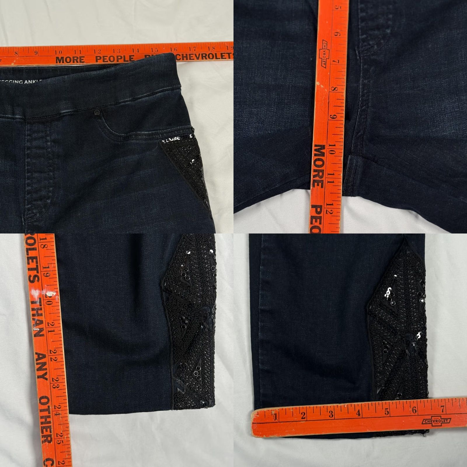Vintage Chicos Womens Jegging Jeans 8R Dark Wash Sequin Crop Embellished Size 30" / US 8 / IT 44 - 9 Thumbnail