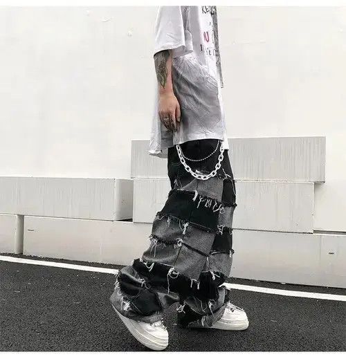 Japanese Brand Streetwear wide legs hip hop style loose straight jeans y2k Size US 32 / EU 48 - 4 Thumbnail