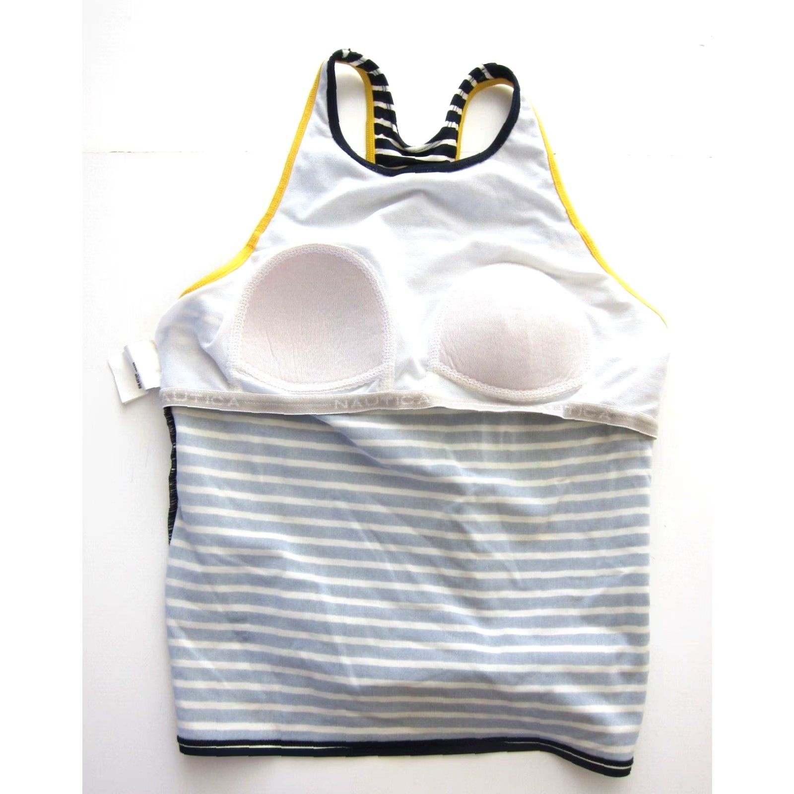 Nautica Nautica Blue White Yellow Stripe Racerback Tankini Swim Top 6 Size M / US 6-8 / IT 42-44 - 5 Thumbnail