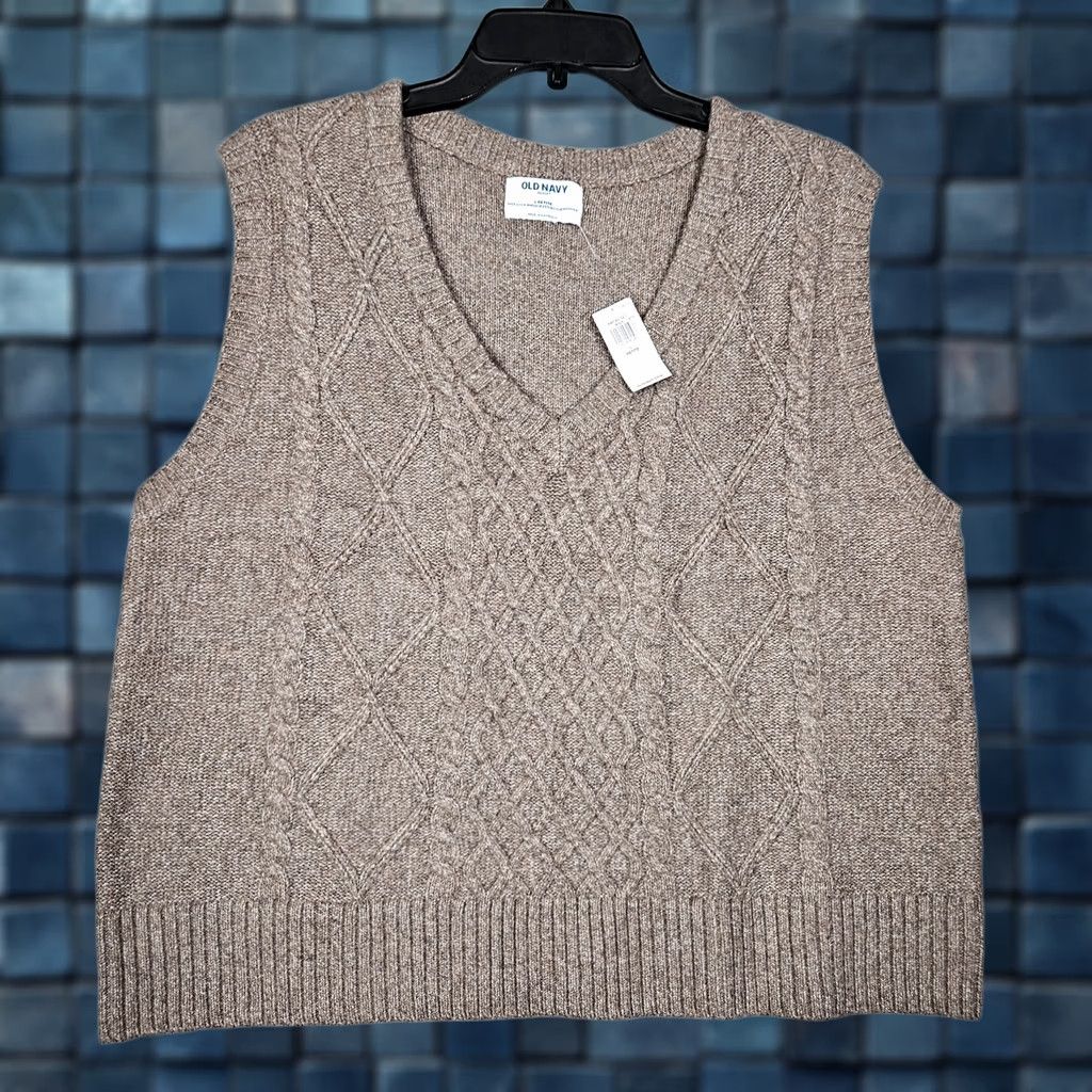 Old Navy Old Navy Brown V-Neck Cable Vest Sweater Size L Womens Sleeveless Knit All Seasons Final Sale New Size L / US 10 / IT 46 - 1 Thumbnail