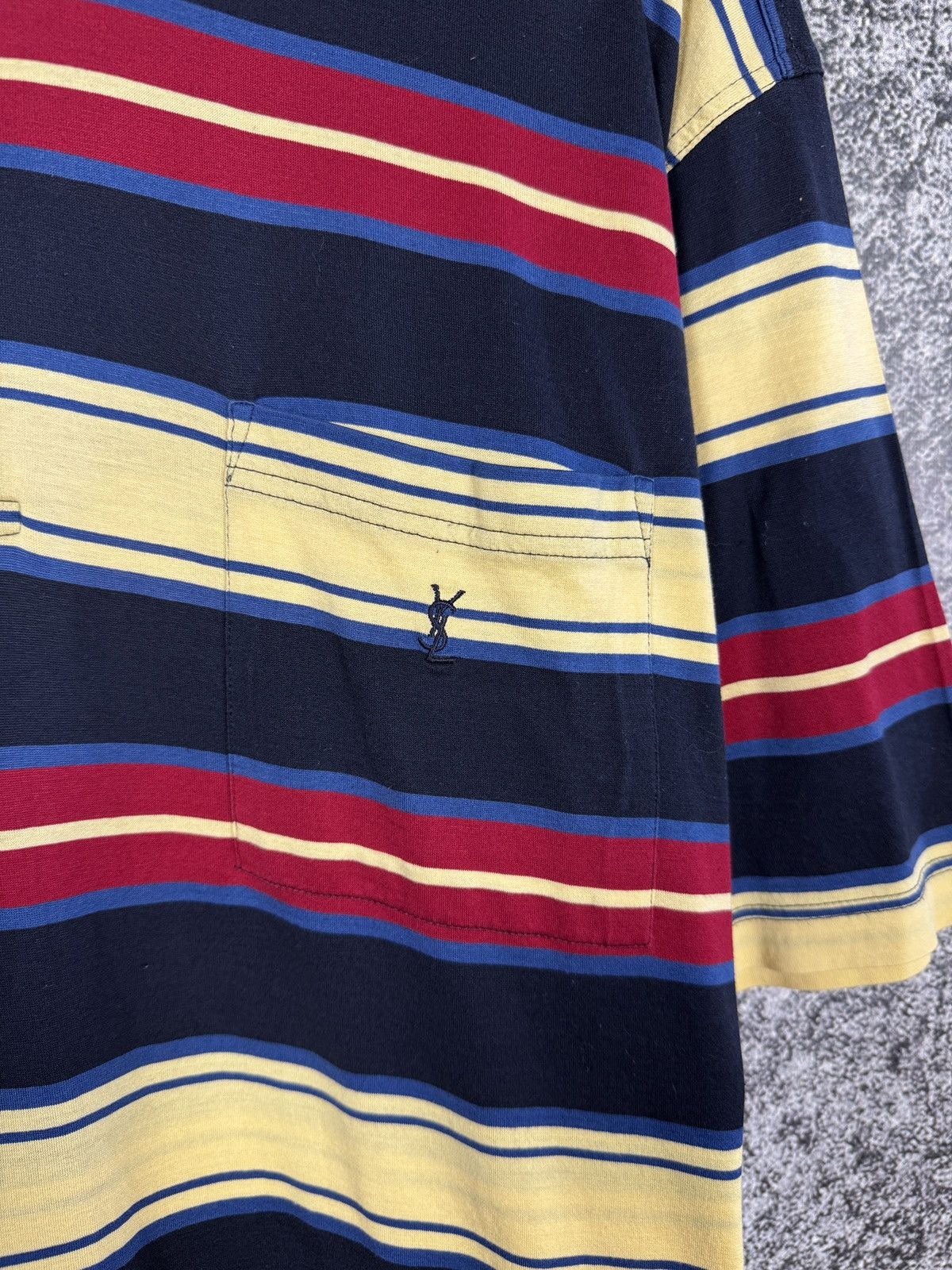 Yves Saint Laurent Men’s Yves Saint Laurent Striped Polo Shirt Vintage YSL XL Size US XL / EU 56 / 4 - 6 Thumbnail
