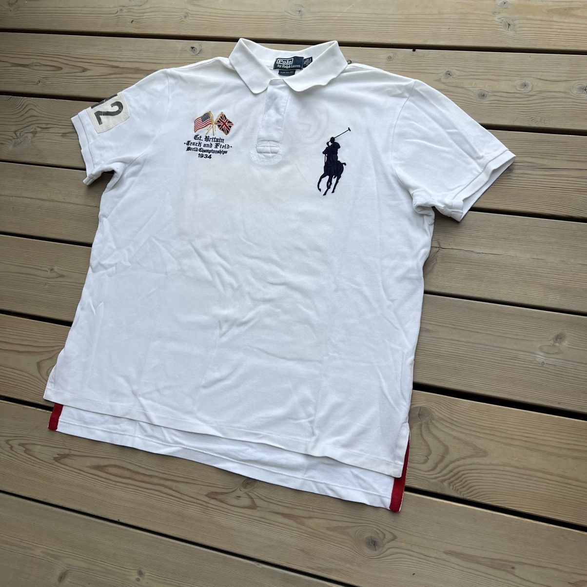 Polo Ralph Lauren Polo Ralph Lauren Rare T&F Vintage 00s Chief Keef GBR Polo Size US XL / EU 56 / 4 - 2 Thumbnail