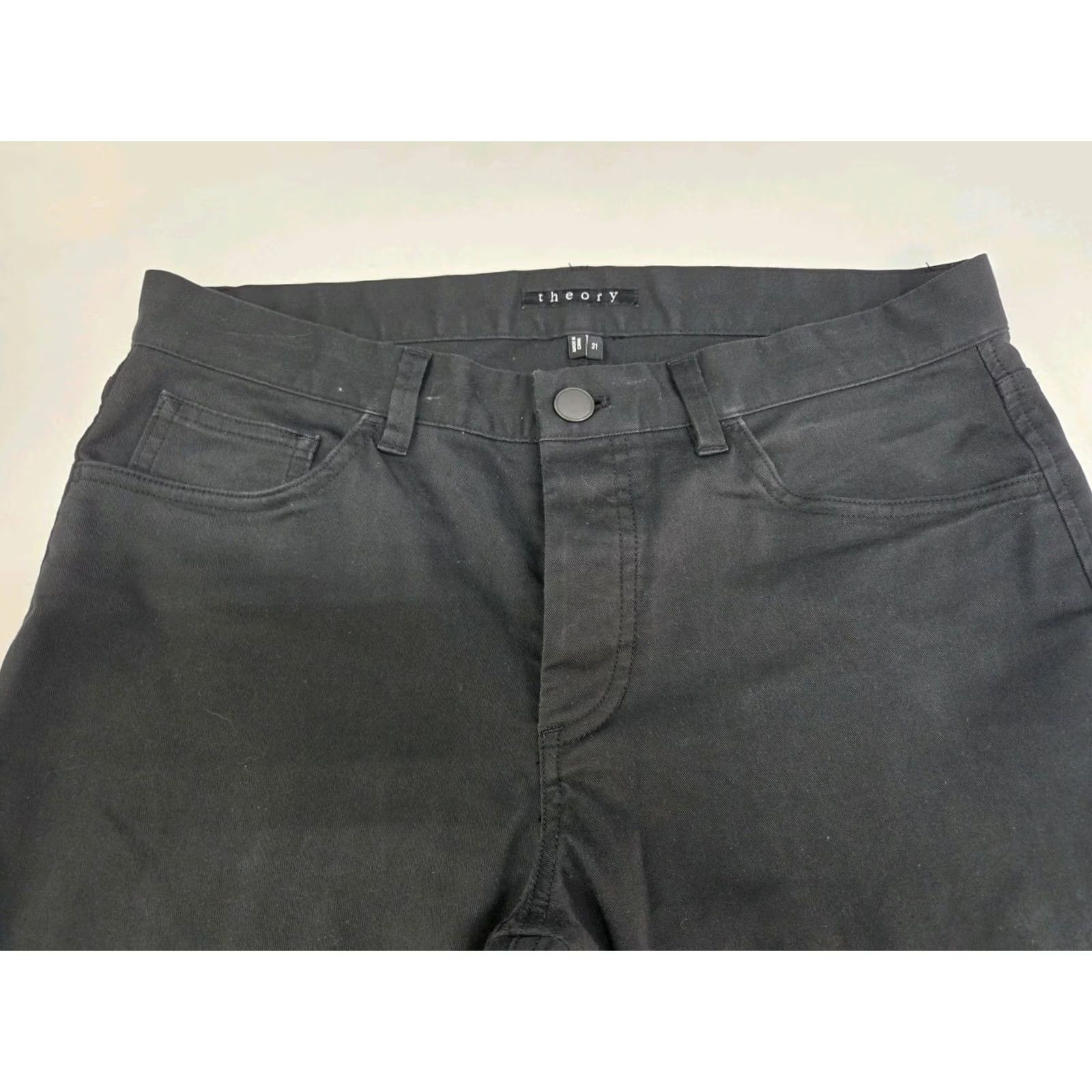 Theory Theory Mens Black Mid Rise Button Fly Pants 31/32 Size 31 Regular Straight 5-Pocket Chino Cotton Polyurethane City College Preppy Mens Size US 31 - 4 Thumbnail