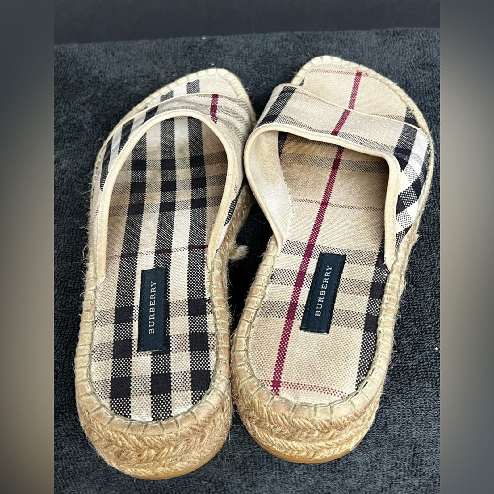 Burberry Burberry Nova Check Jute Espadrille Slides Eur 38 US 7.5-8 Size US 8 / IT 38 - 7 Thumbnail