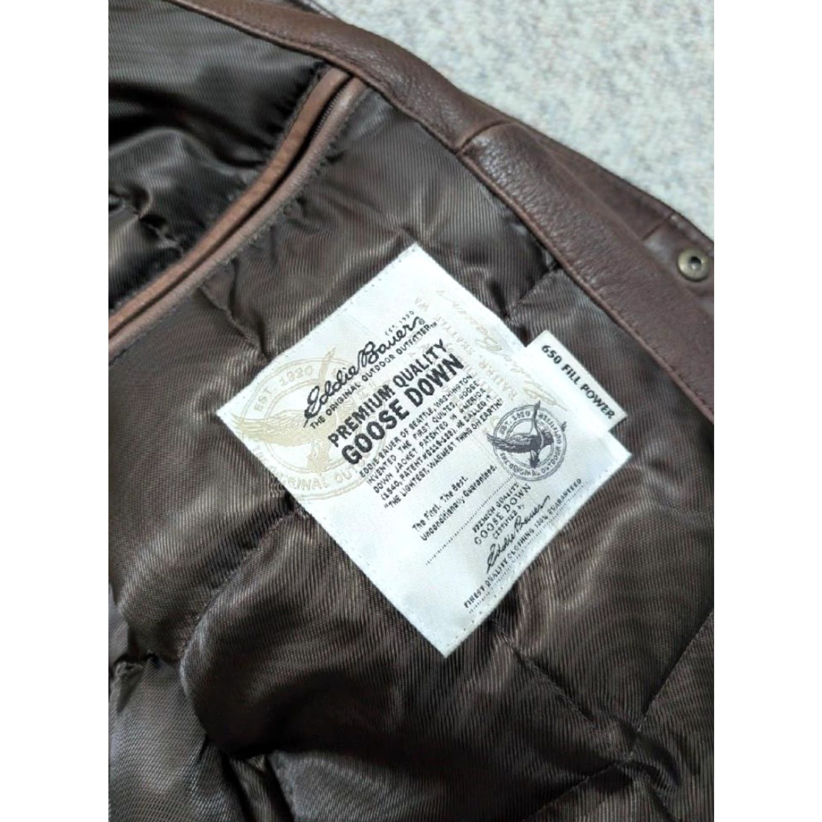 Eddie Bauer VINTAGE Eddie Bauer bomber jacket 2XL Goose Down Leather Bomber Mens Tall/Long Loose/Relaxed Brown 52-54 Aviator Heritage 90s Aviation Size US XXL / EU 58 / 5 - 4 Thumbnail