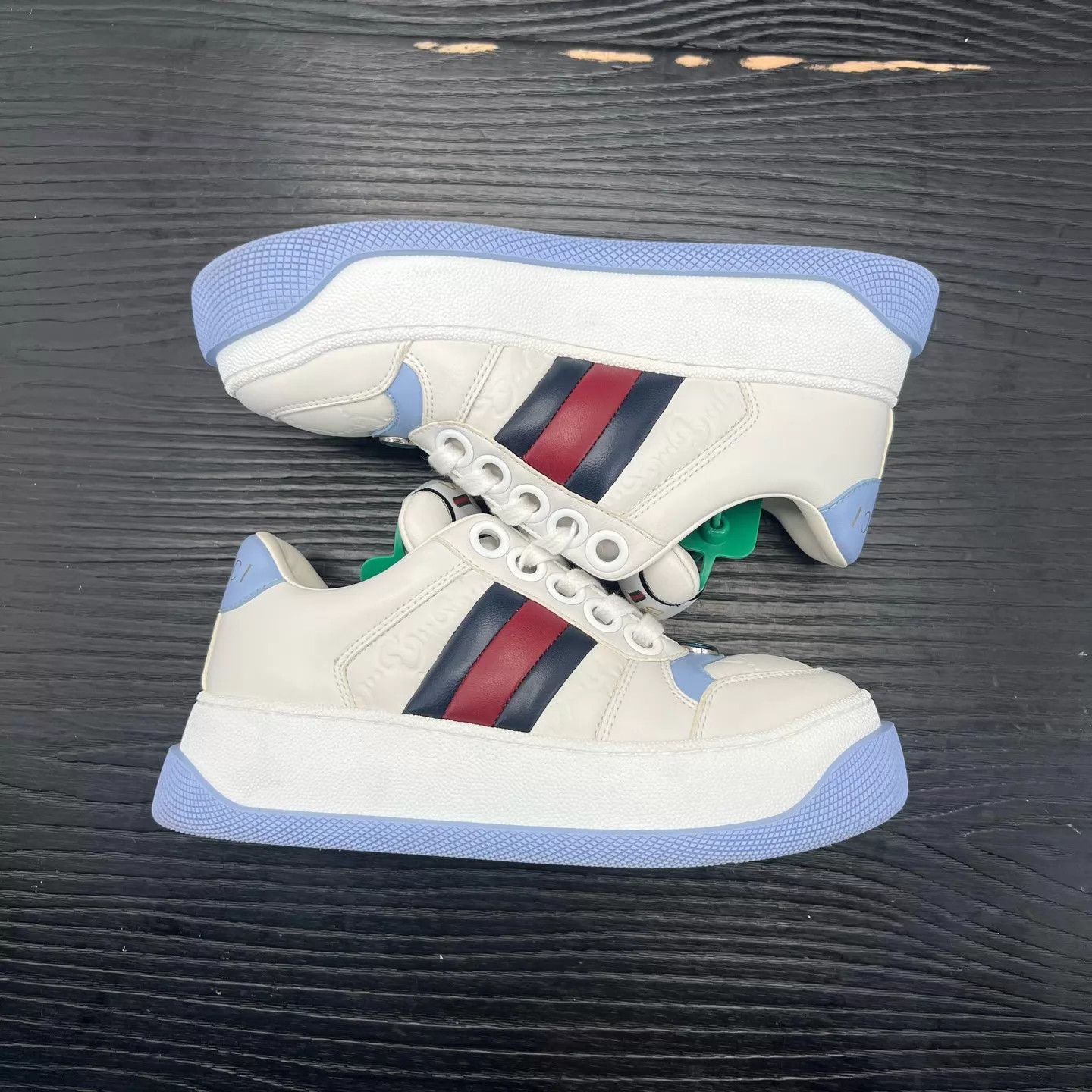 Gucci Gucci Cookie Sneaker Women's White Blue 34.5 Size US 4 / IT 34 - 7 Thumbnail
