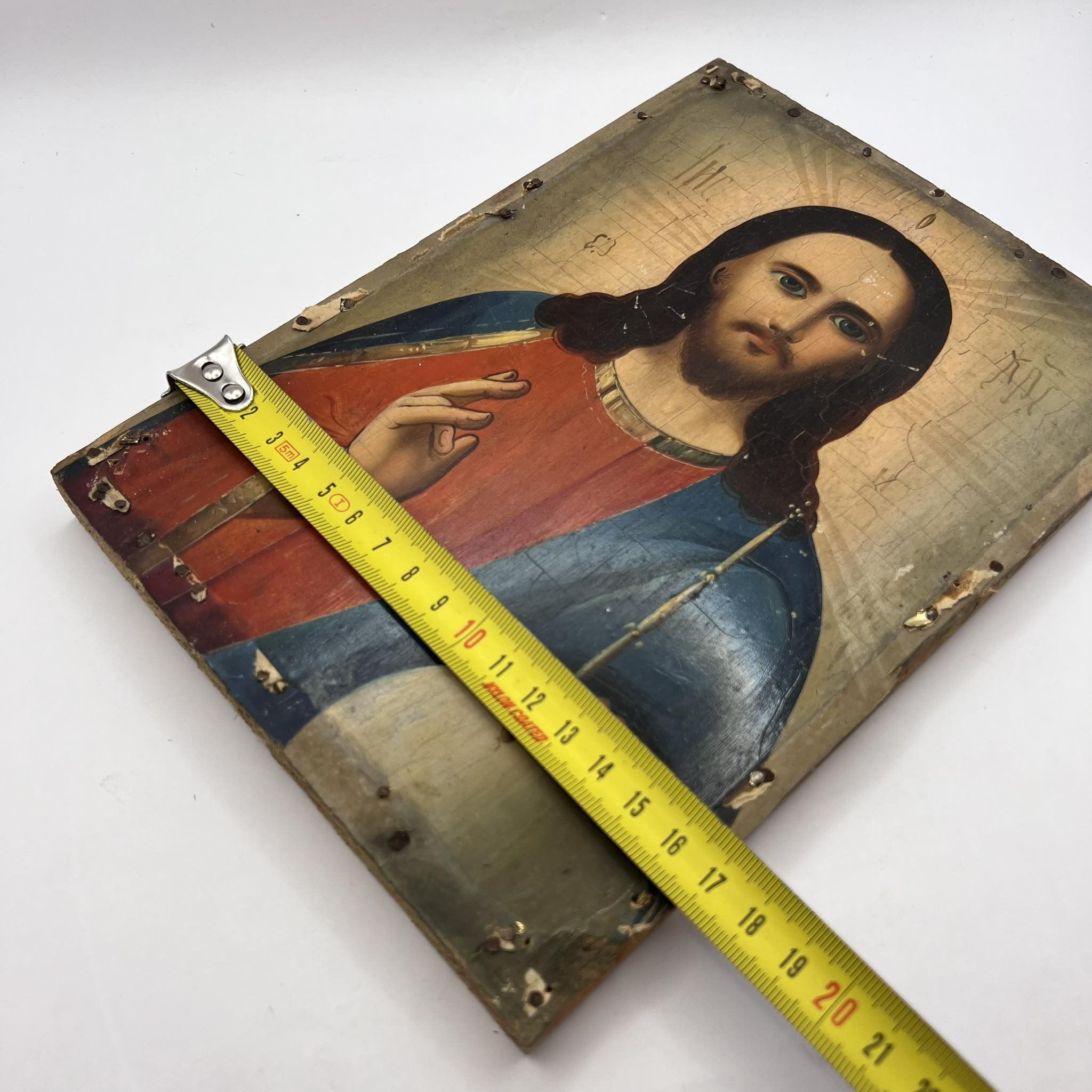 Handmade Vintage old Hand Oil Painting on Wood Christian Icon Jesus Size ONE SIZE - 6 Thumbnail