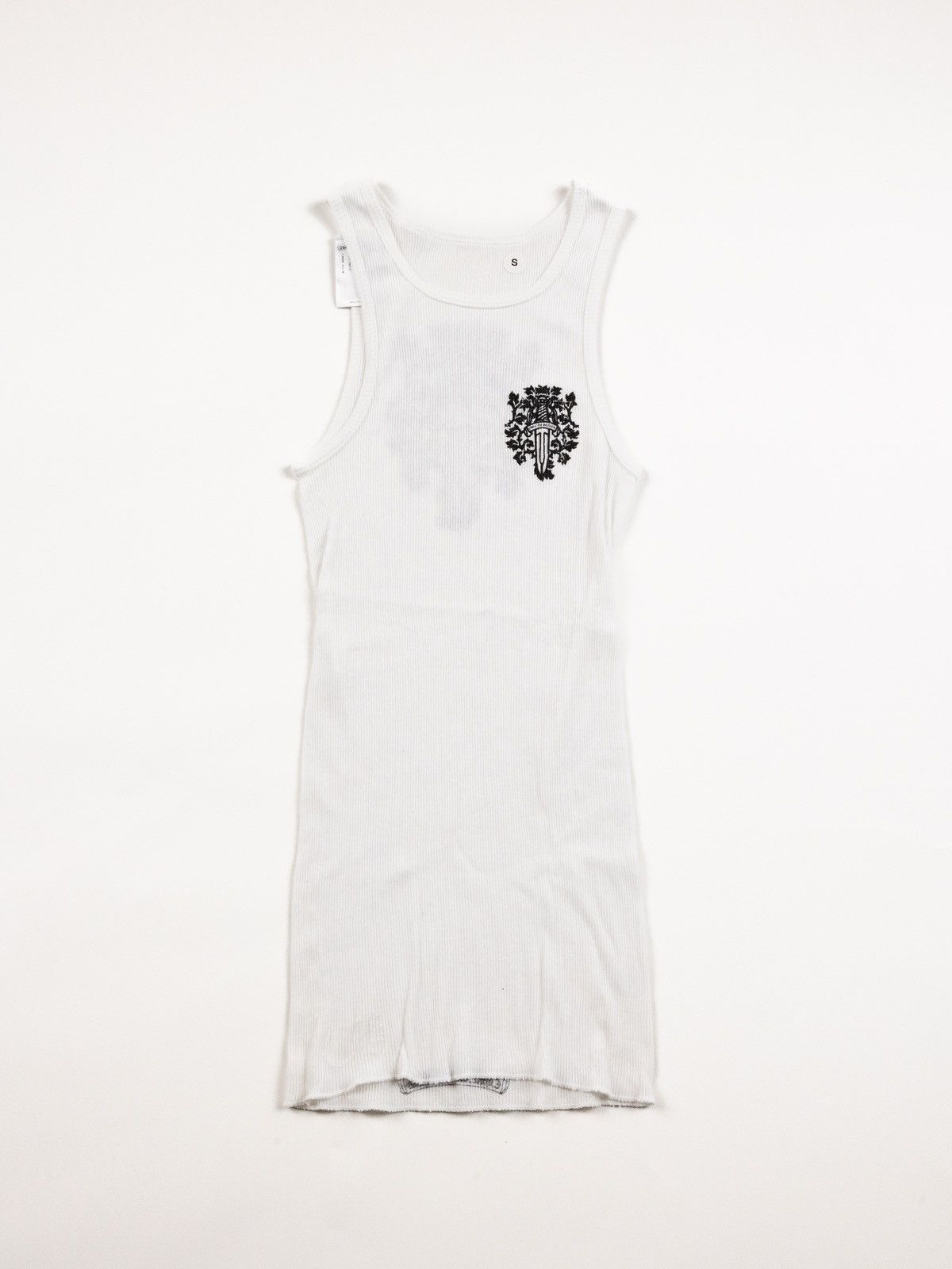 image of Chrome Hearts Ribbed Dagger Tank Top in White, Men's (Size Small)