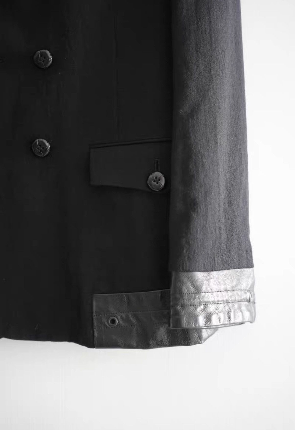Yohji Yamamoto Yohji Yamamoto 08aw Double Breasted Leather Panel Blazer K4 Size US M / EU 48-50 / 2 - 3 Thumbnail
