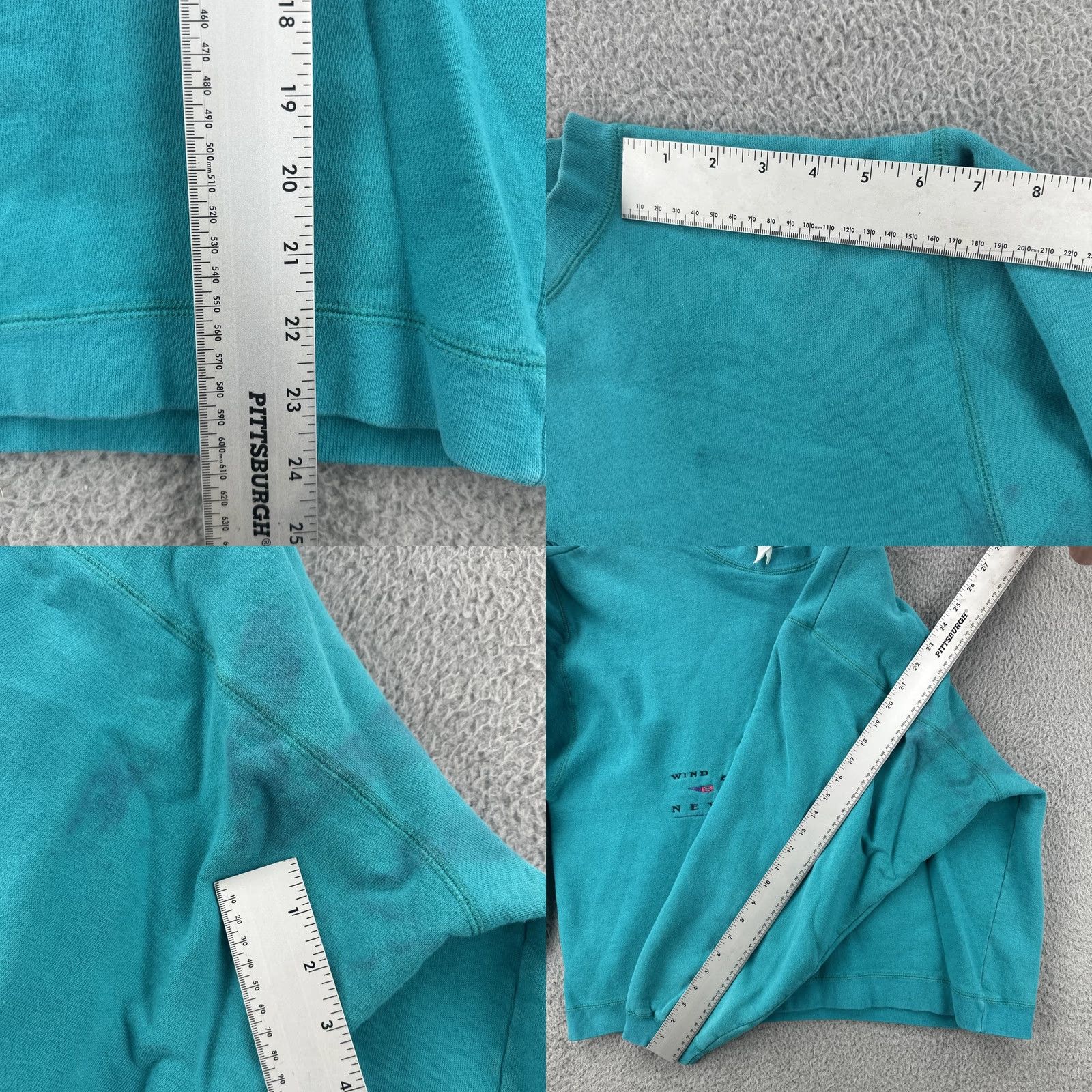 Vintage VINTAGE Newport Blue Turquoise Green 90s Boxy Crew Neck Embroidered Sweatshirt L Men Shirts Girls Size US L / EU 52-54 / 3 - 9 Thumbnail
