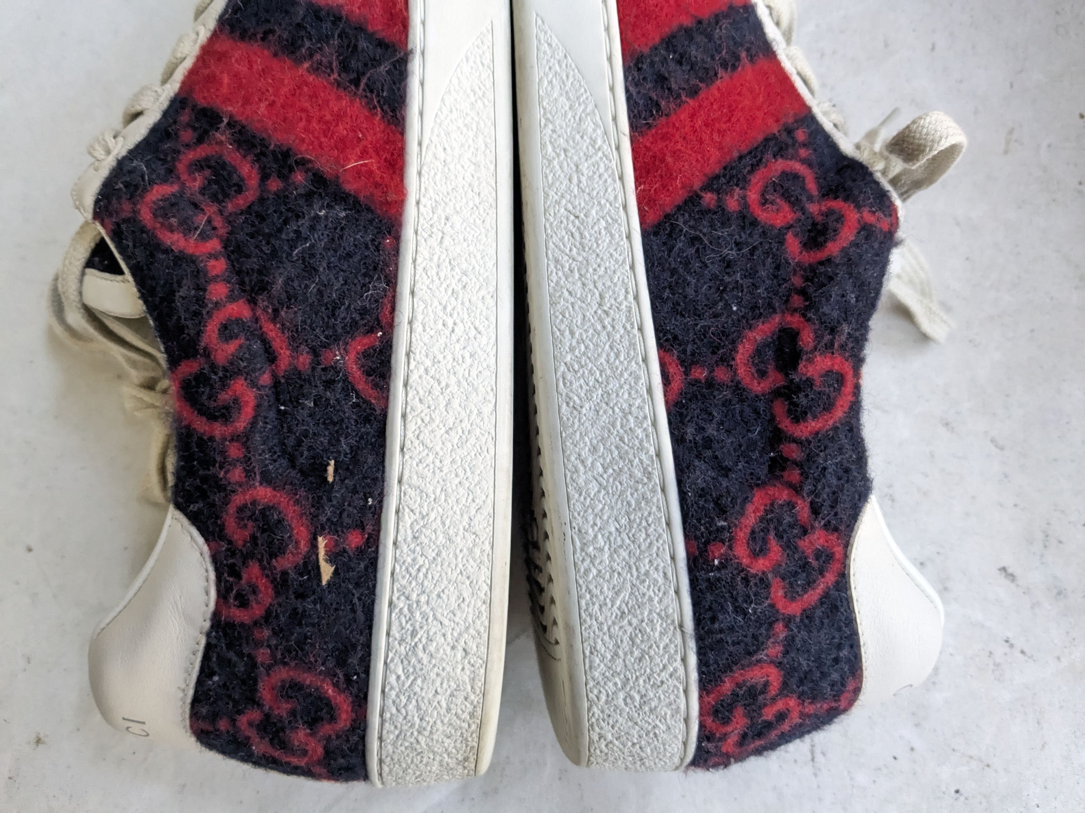 Gucci Gucci Ace Sneakers Monogram GG Logo 10 Red Navy Blue Size US 10 / EU 43 - 12 Thumbnail