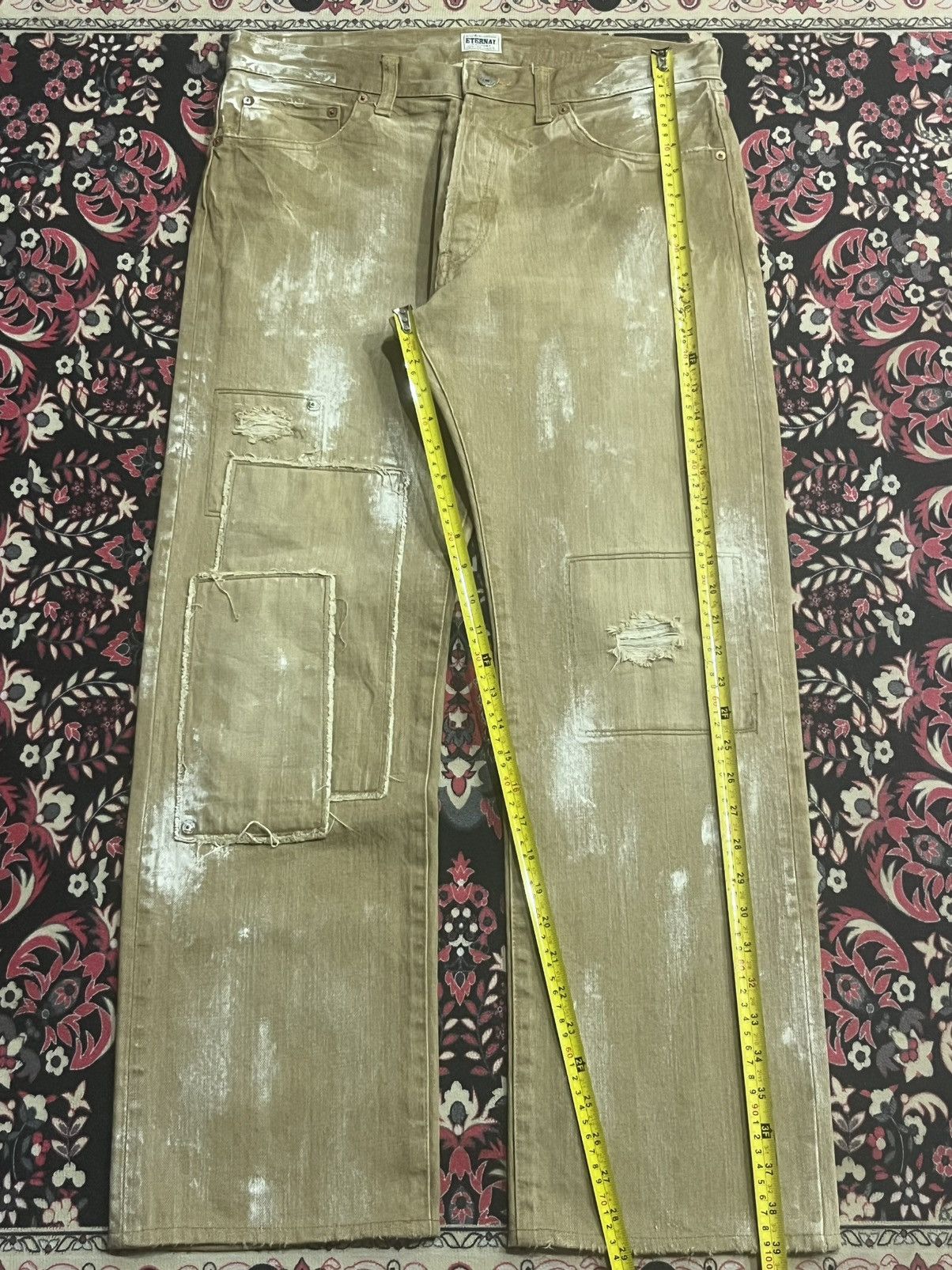 Kapital Eternal Bitchu Kurasaki Brown Paint Splattered Patches Jeans Size US 32 / EU 48 - 12 Thumbnail