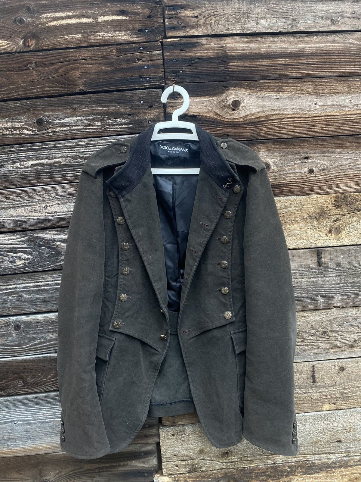 Dolce & Gabbana Military Green Cotton Bend Collared Coat Jacket main image 0
