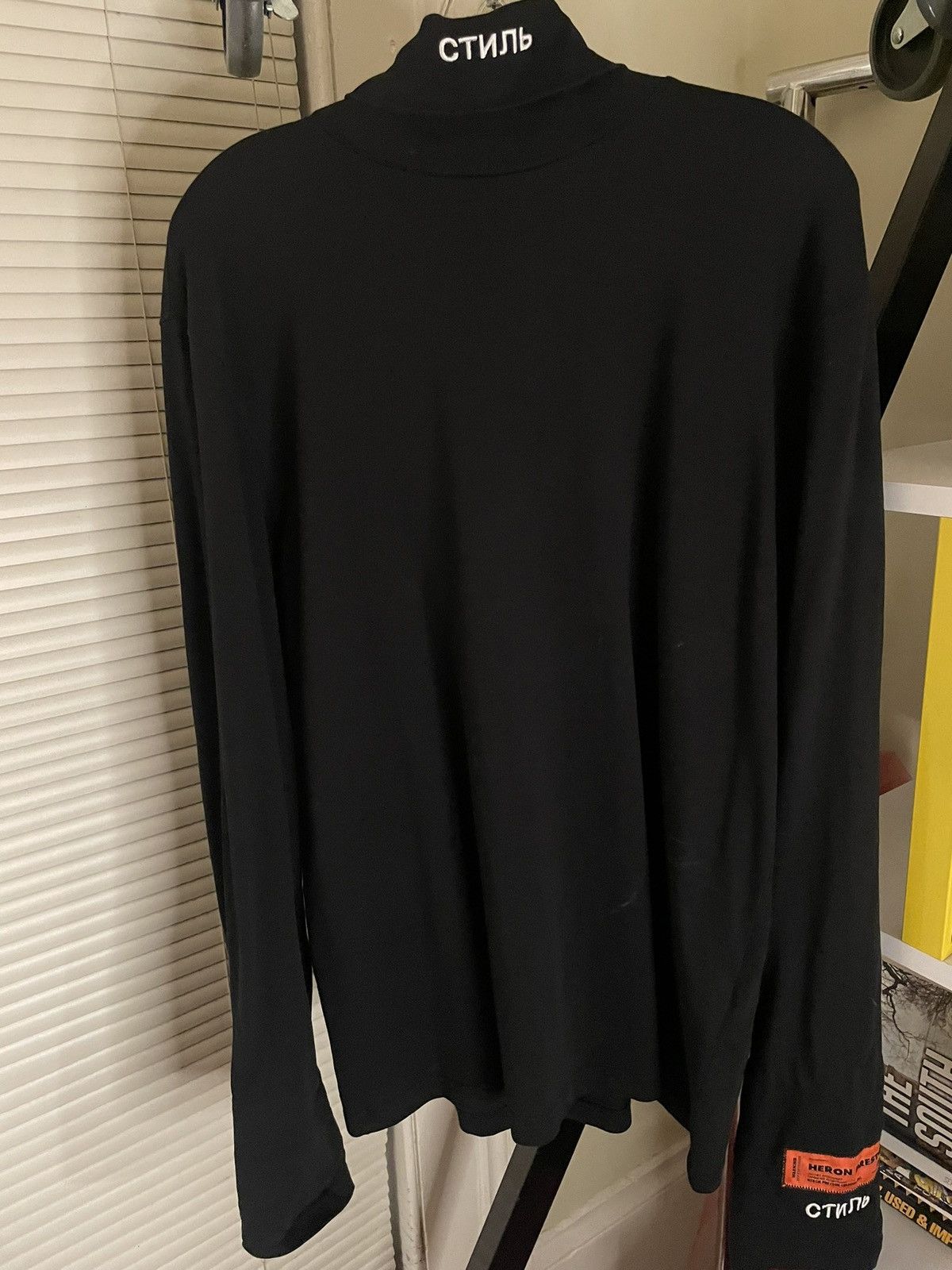 image of Heron Preston Long Sleeve Turtleneck Shirt in Black, Men's (Size Small)