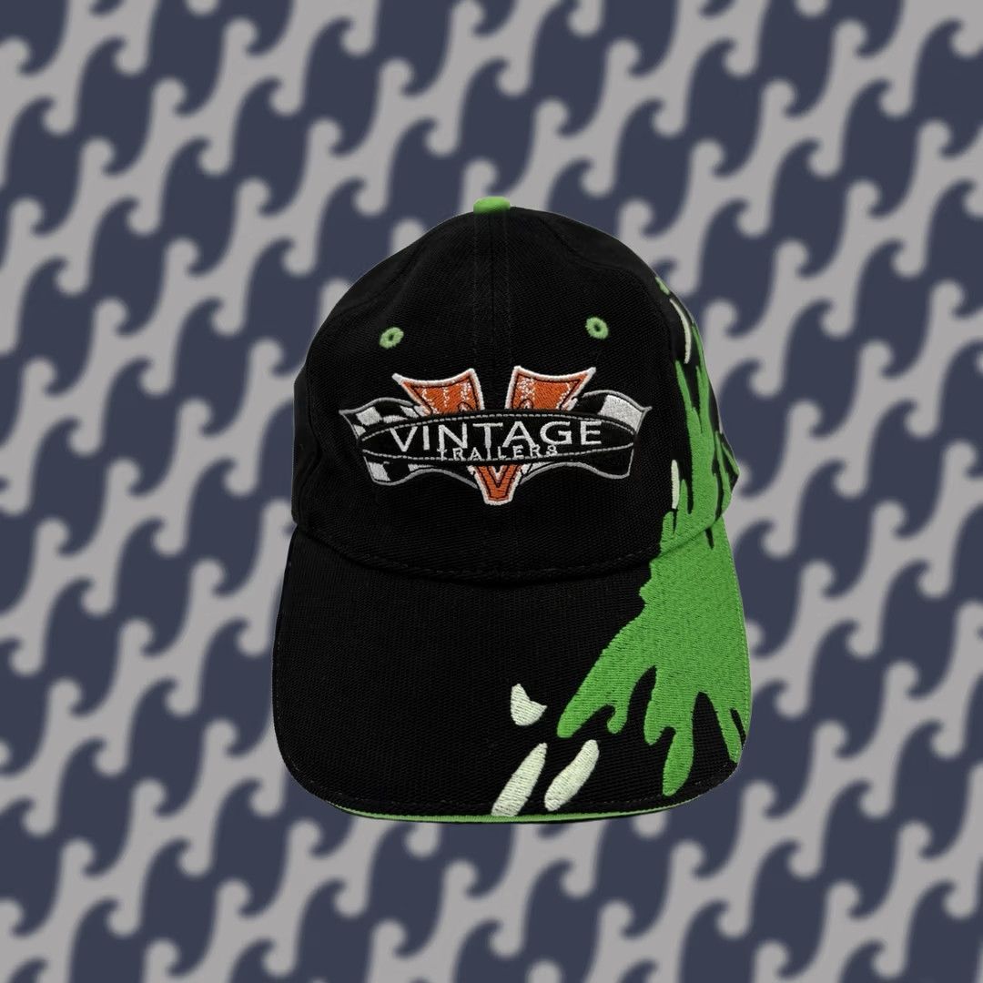 Vintage VINTAGE Cap America Trucker Hat OSFM Black Green Embroidered Trailers Cap America Mens Womens Boys Girls Size ONE SIZE - 1 Thumbnail