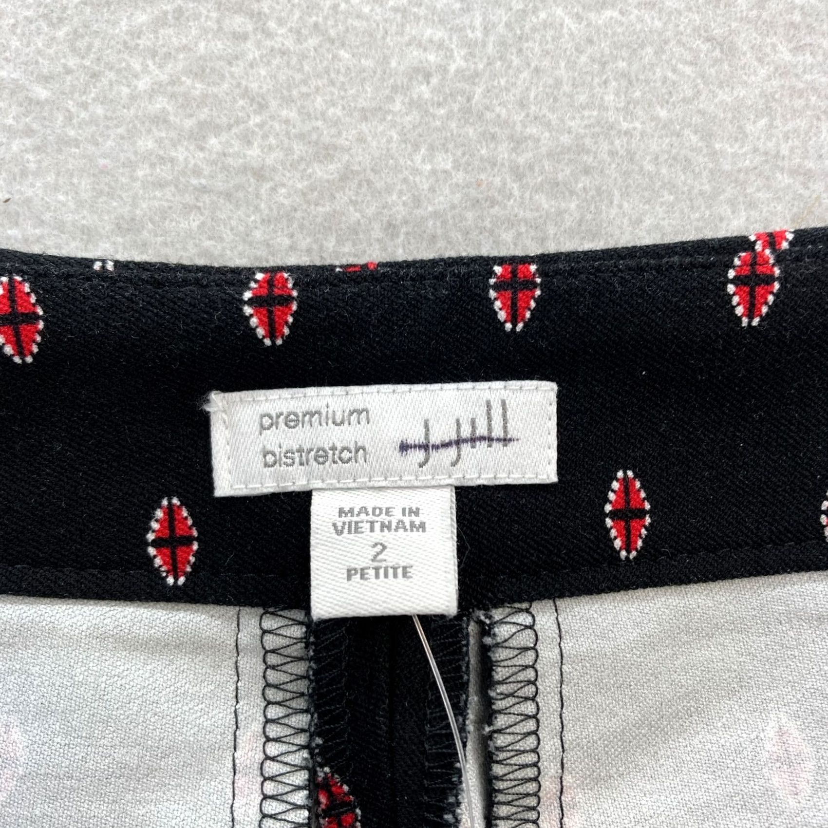 J. Jill J. Jill Premium Bistretch Printed Crop Pants Women's 2P Black Career Office NWT Size 26" / US 2 / IT 38 - 4 Thumbnail