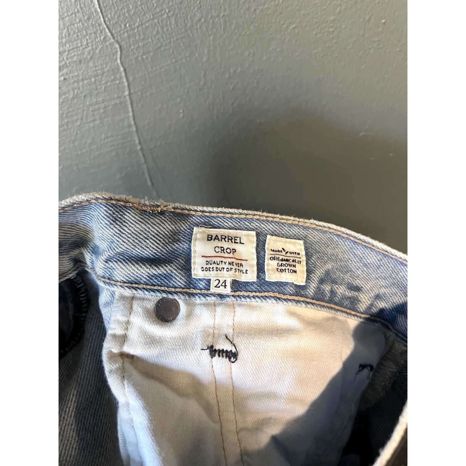 Levi's Levi's Made & Crafted Barrel Crop Jeans Womens 24 High Rise Distressed Cropped Blue 80s 90s USA Western Size 42" / US 20 - 4 Thumbnail