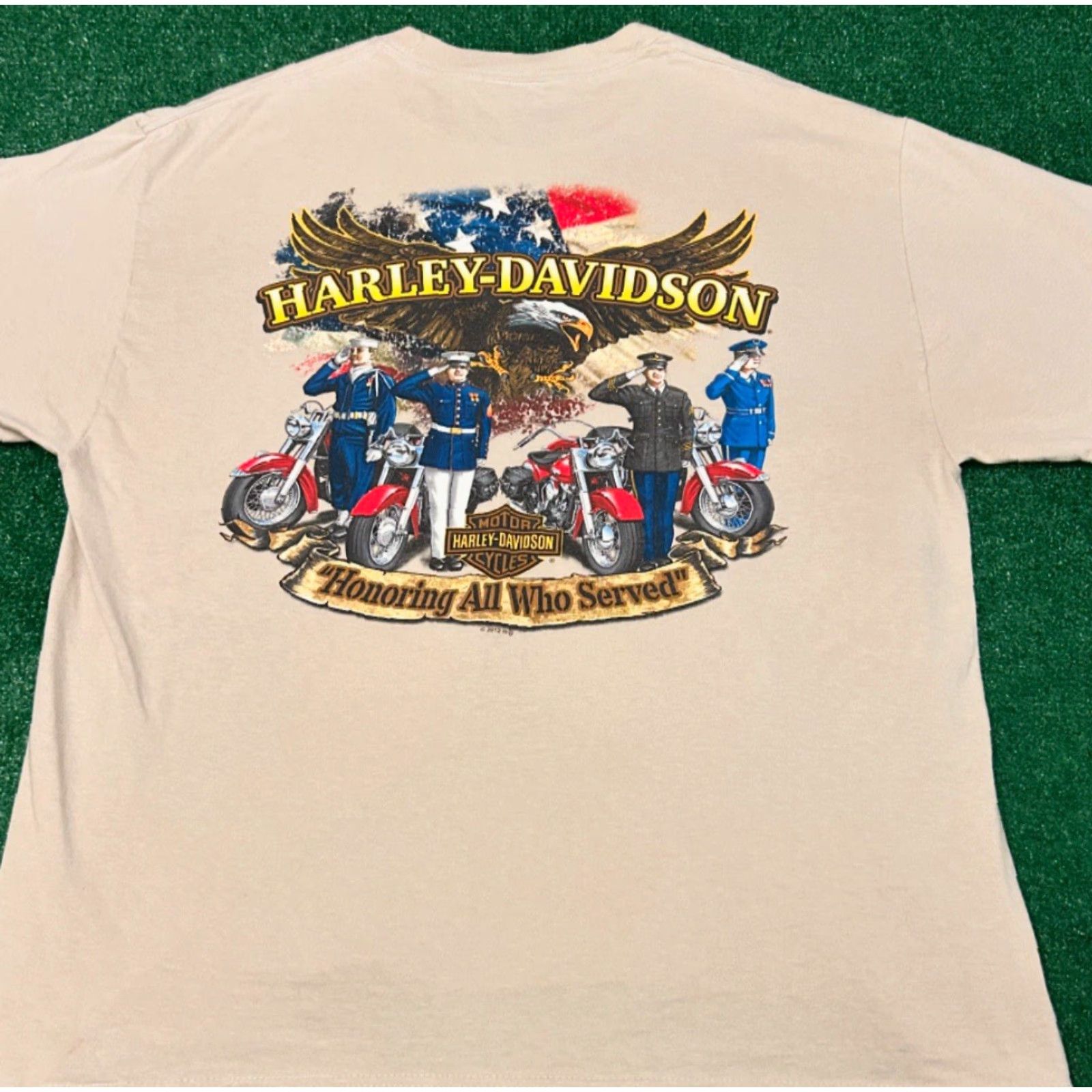 Harley Davidson VINTAGE Harley-Davidson Support Your Troops Biker 2012 Shirt Mens XL Maryland Beige 90s USA Maryland Mens XL Size US XL / EU 56 / 4 - 4 Thumbnail