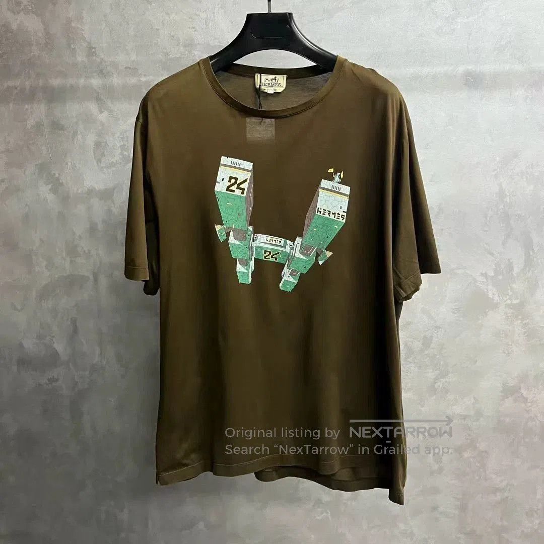 Hermes hermes brown graphic short sleeve t-shirt. Size US XXL / EU 58 / 5 - 1 Thumbnail