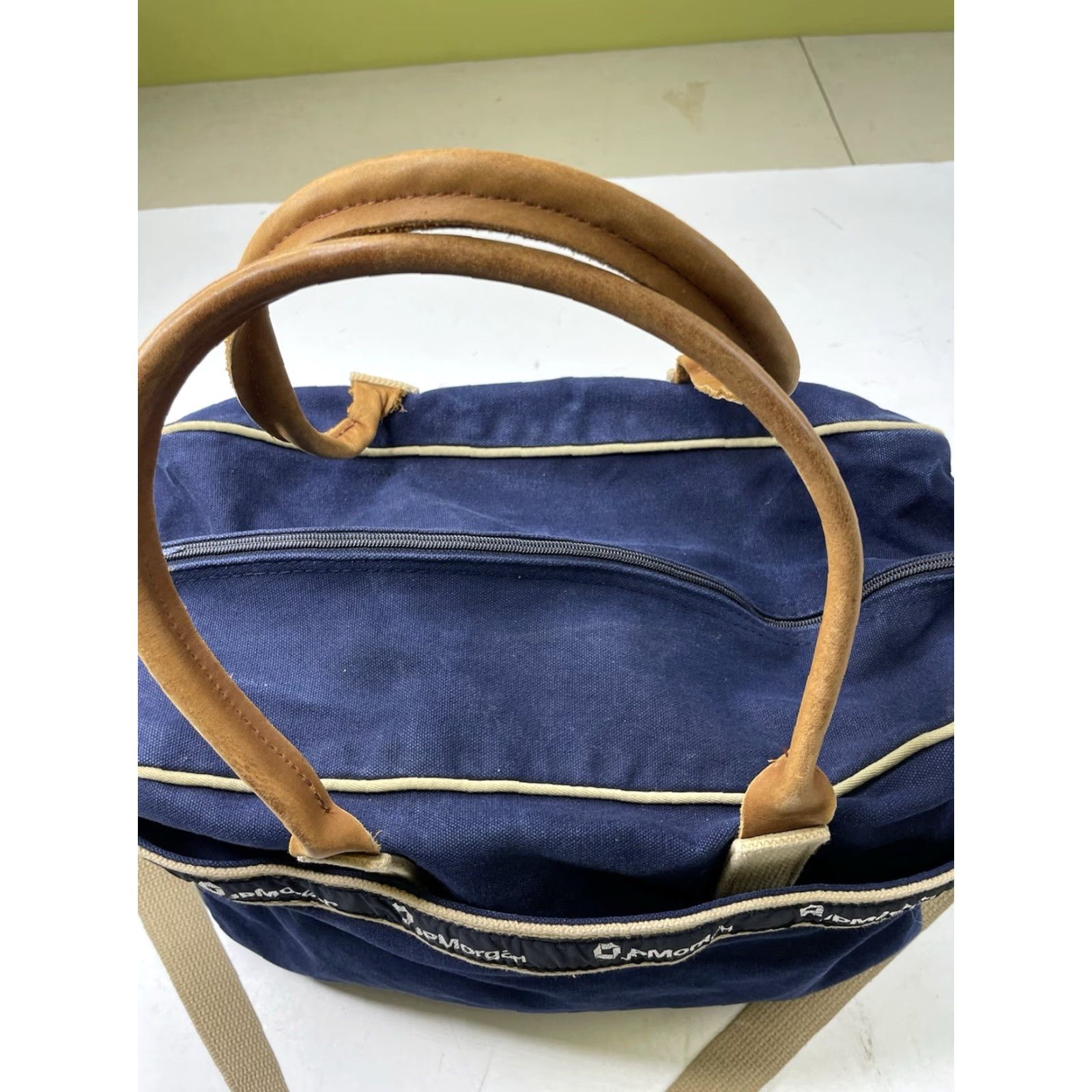 Vintage Scarborough & Tweed JP Morgan Blue Duffle Bag Canvas Leather Travel Work Men Size ONE SIZE - 6 Thumbnail