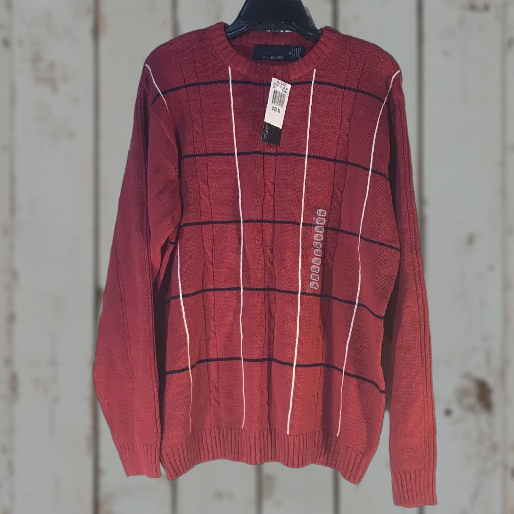 Bill Blass Bill Blass Red Striped Sweater Mens XL Heavyweight Crew Neck Pullover Classic Size US XL / EU 56 / 4 - 1 Thumbnail