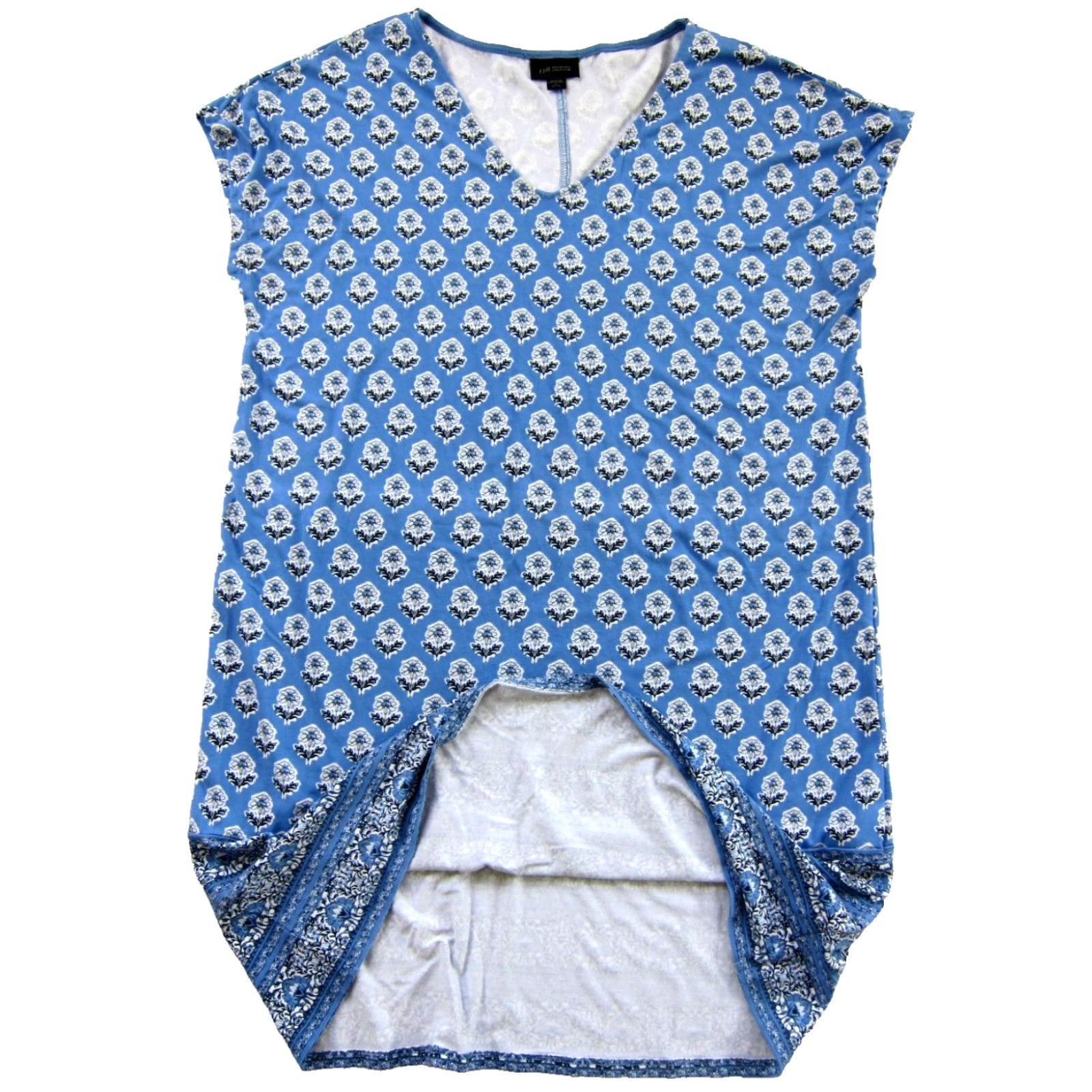 J. Jill J.Jill Blue White Floral Stretch Cap Sleeve Shift Tunic Dress Small Petite Size S / US 4 / IT 40 - 5 Thumbnail