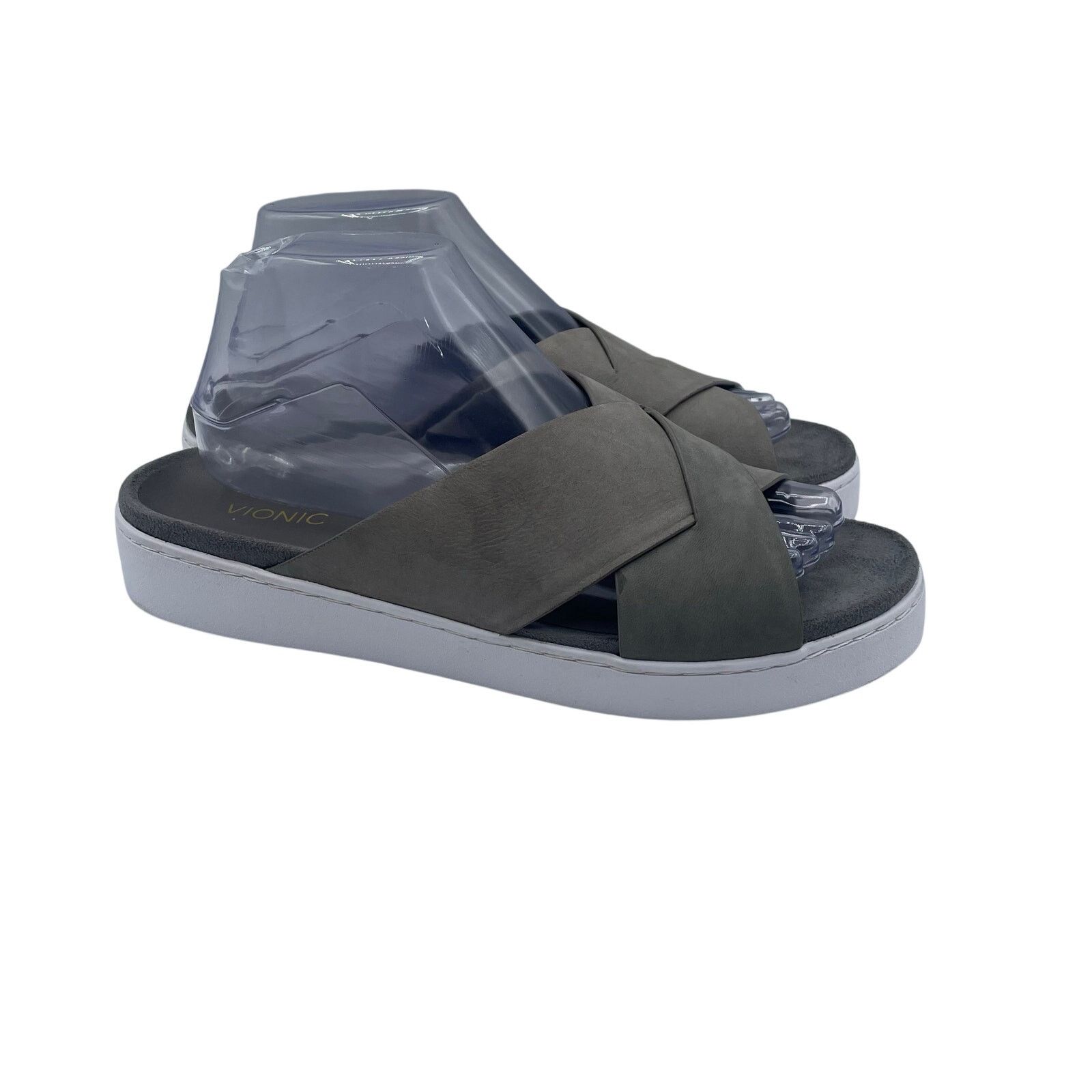 Vionic Vionic Lou Crossover Sandals Gray Comfort Leather Womens 9 Size US 9 / IT 39 - 2 Thumbnail