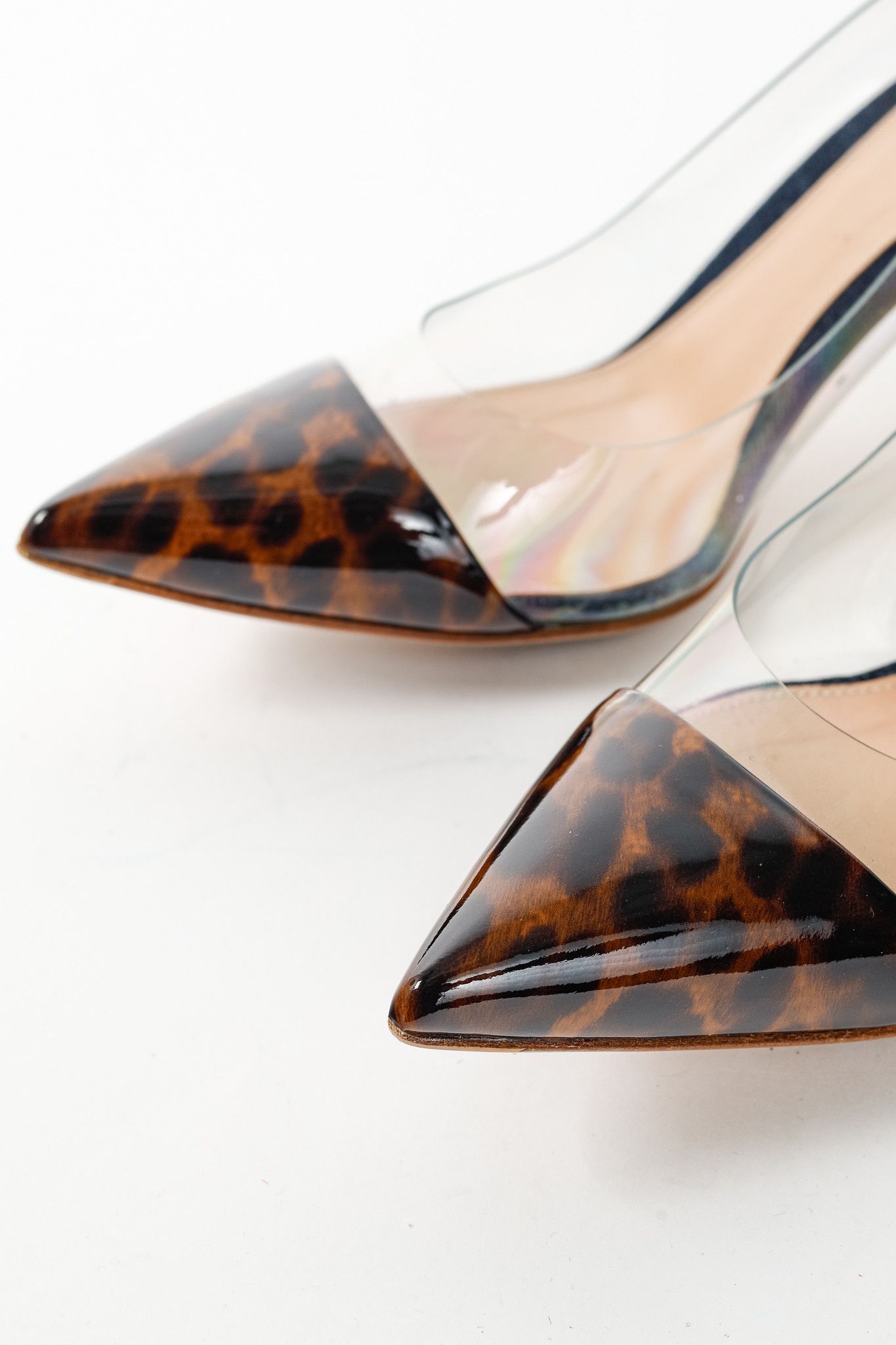Gianvito Rossi Gianvito Rossi Plexi 70 Denim & Patent Leopard Heels Size US 8.5 / IT 38.5 - 7 Thumbnail