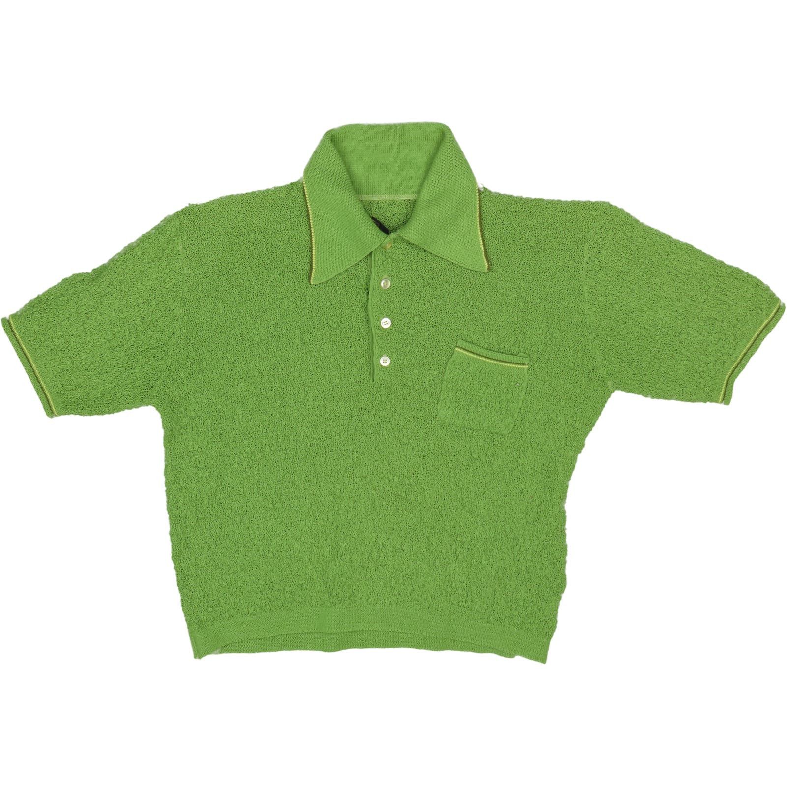 image of Vintage Sears Rockabilly Mesh Knit Polo Shirt 70's in Green, Men's (Size XS)
